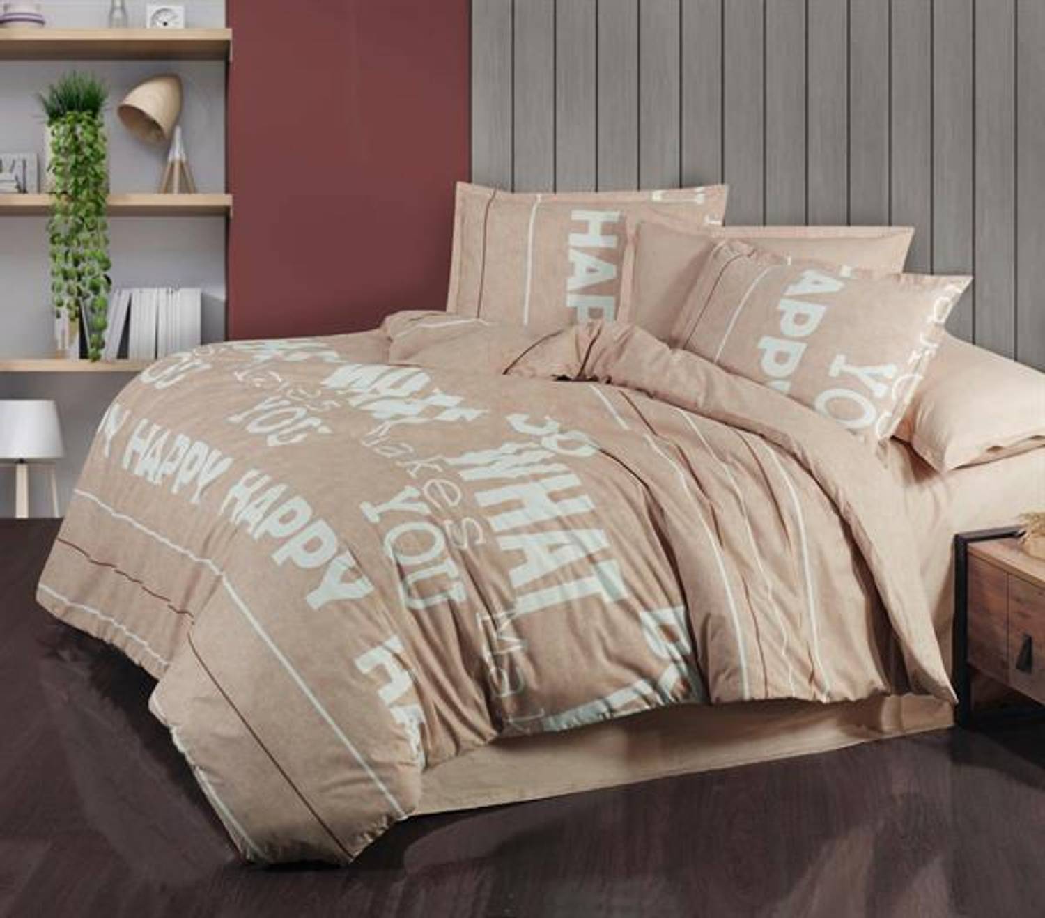 Sarev Ranforce Çift Kişilik Nevresim Takımı Bazaar Verna Bej