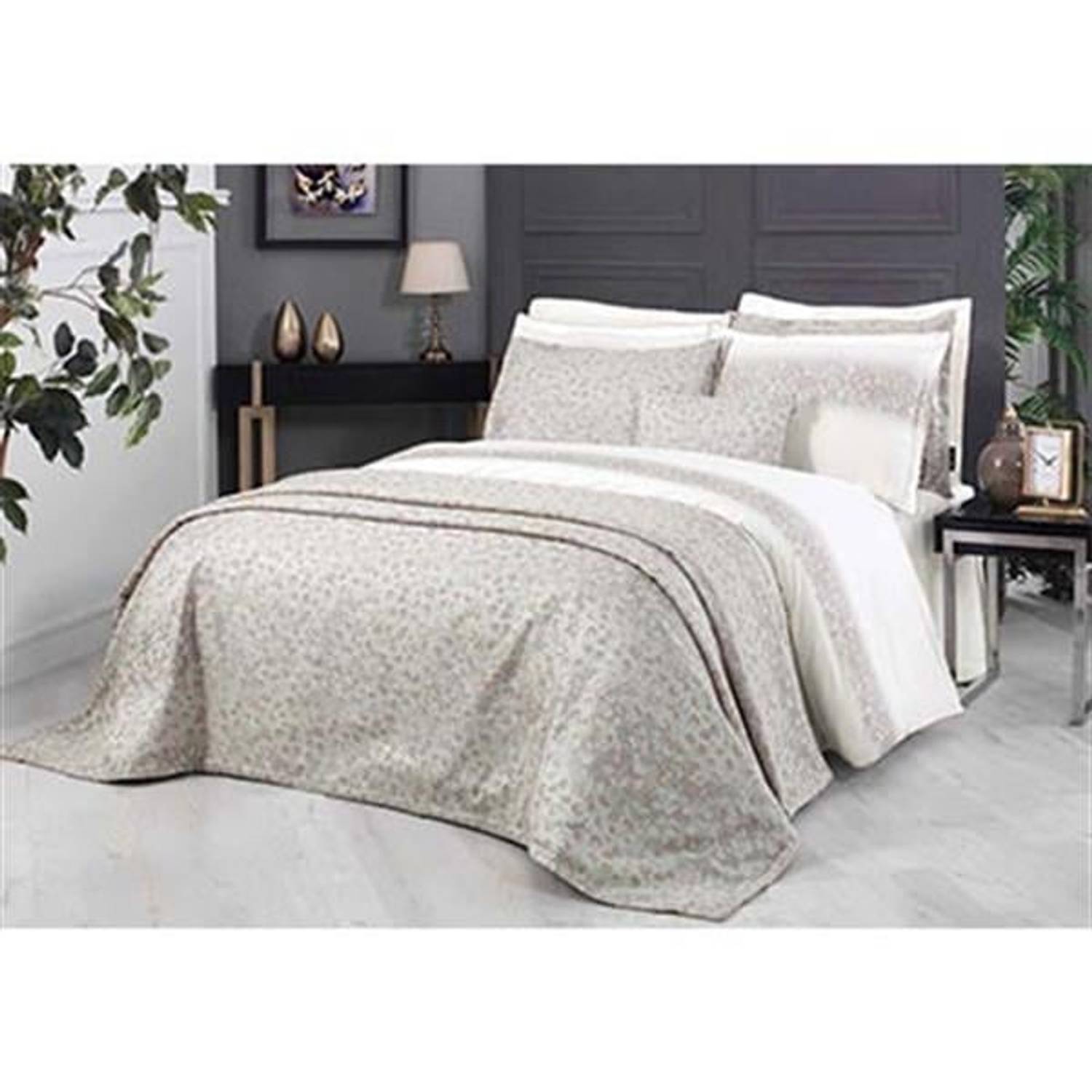 Sarev Yatak Örtülü Nevresim Takımı Orfeo Bej