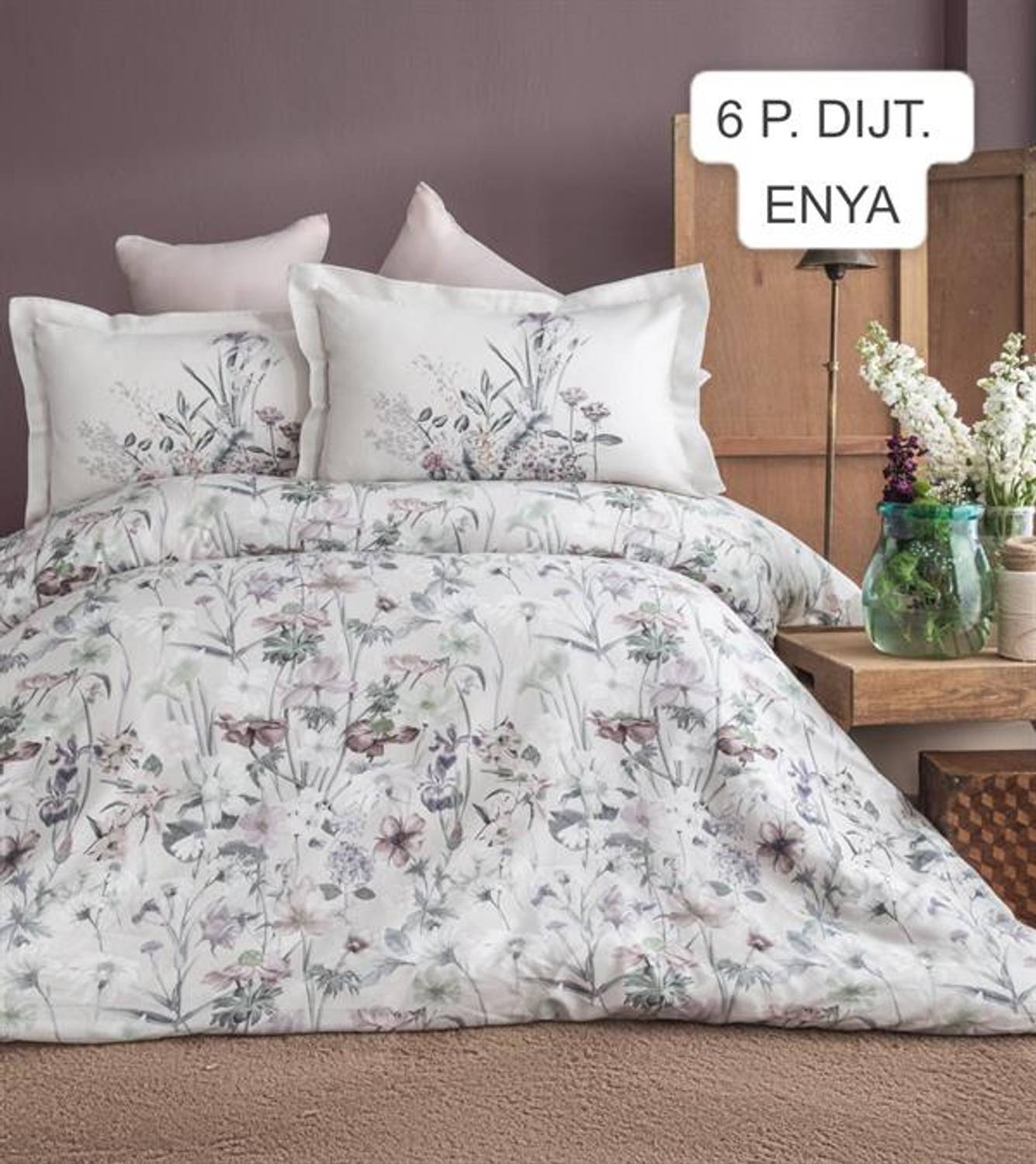 Комплект постельного белья для двуспальной кровати Pupilla с цифровым принтом Enya, сатин