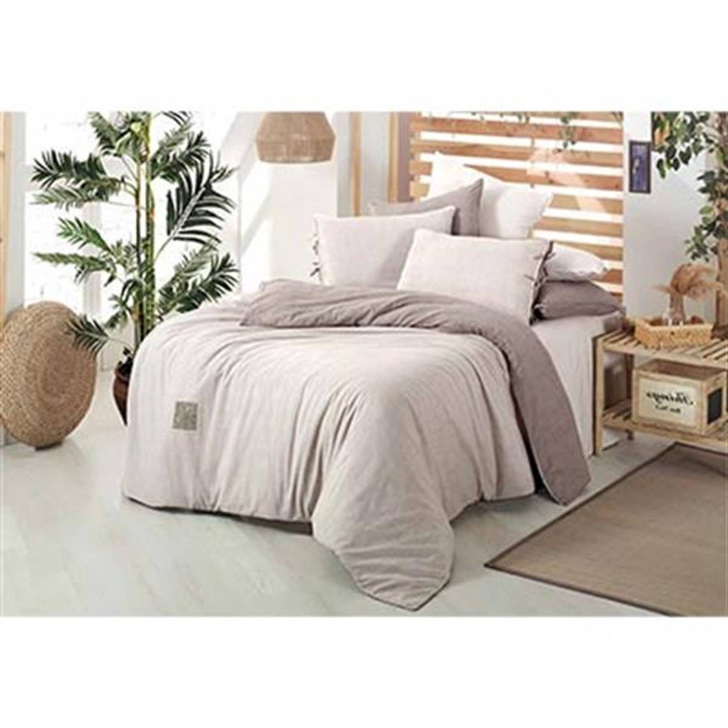 Sarev Percale Double Duvet Cover Set Montes Beige