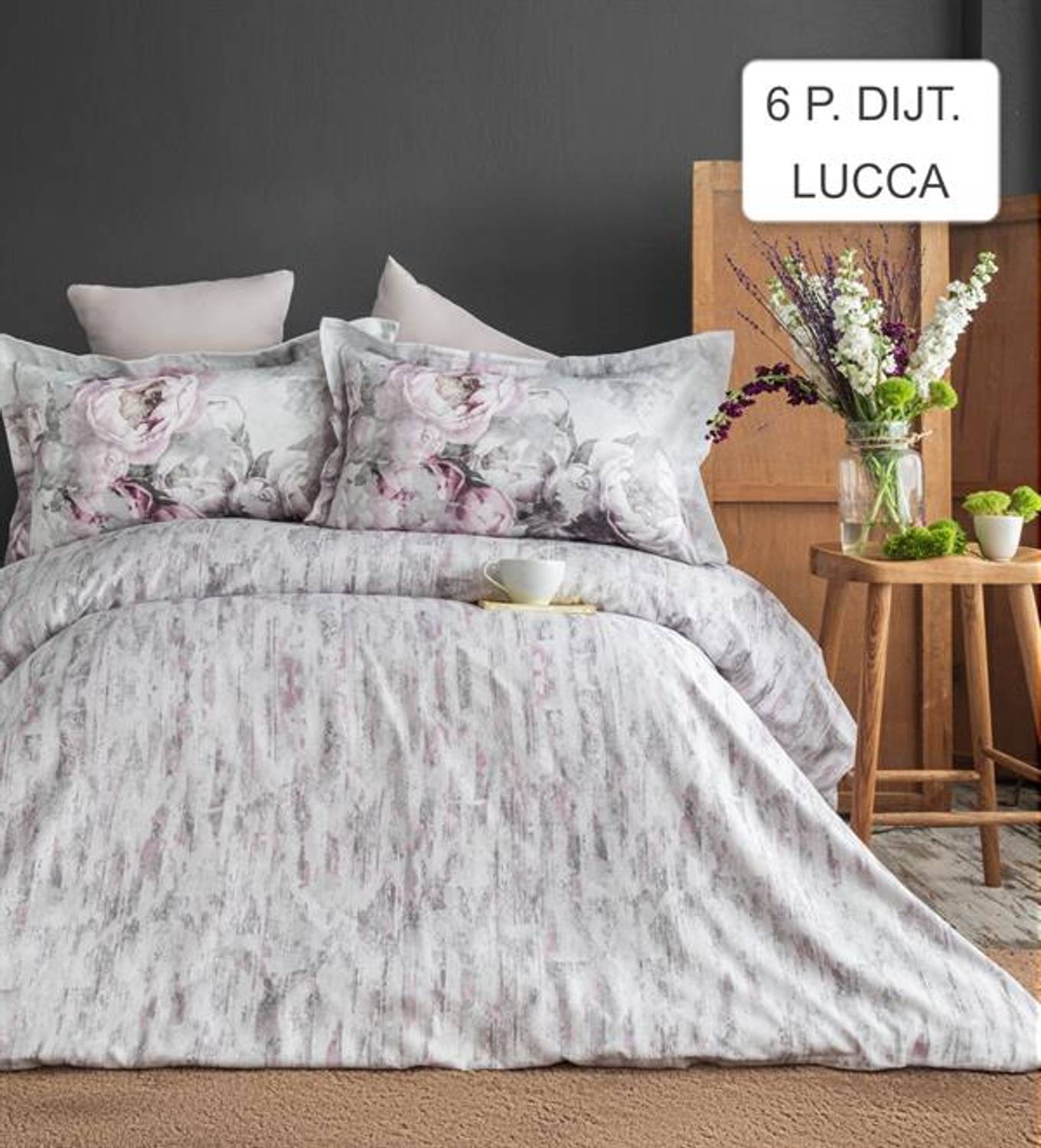 Двосторонній цифровий друкований сатиновий комплект постільної білизни Pupilla Lucca для двоспального ліжка