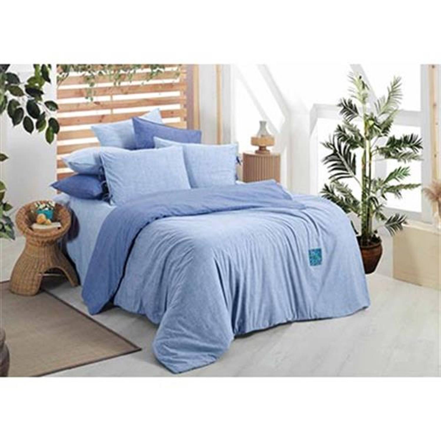 Sarev Percale Single Duvet Cover Set Montes Blue