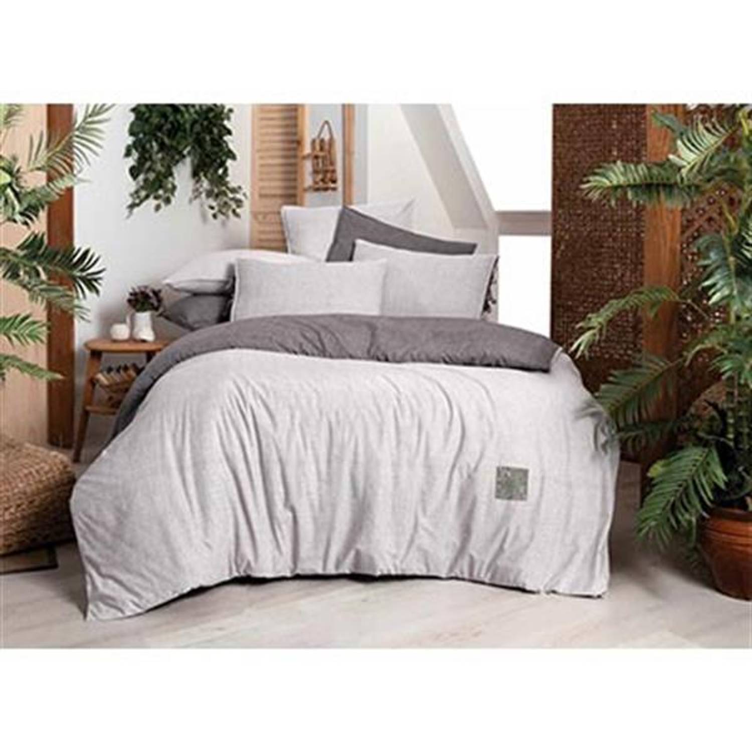 Sarev Percale Double Duvet Cover Set Montes Gray