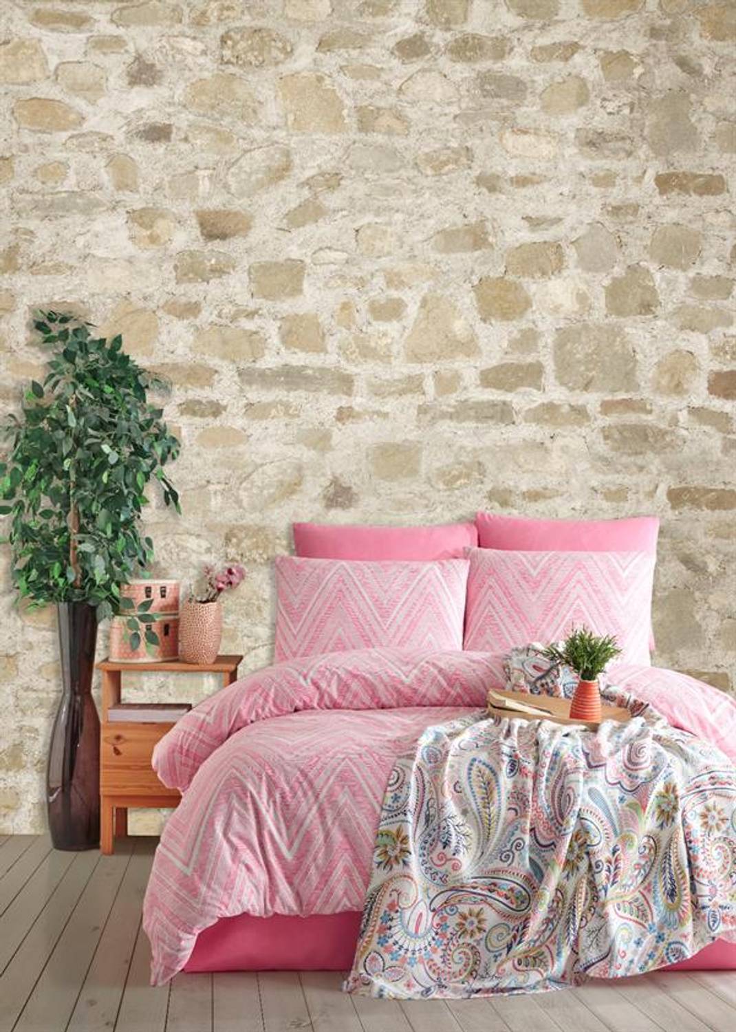 Комплект покривал для подружжя İyi Geceler İstanbul Elysee Рожевий з наволочками