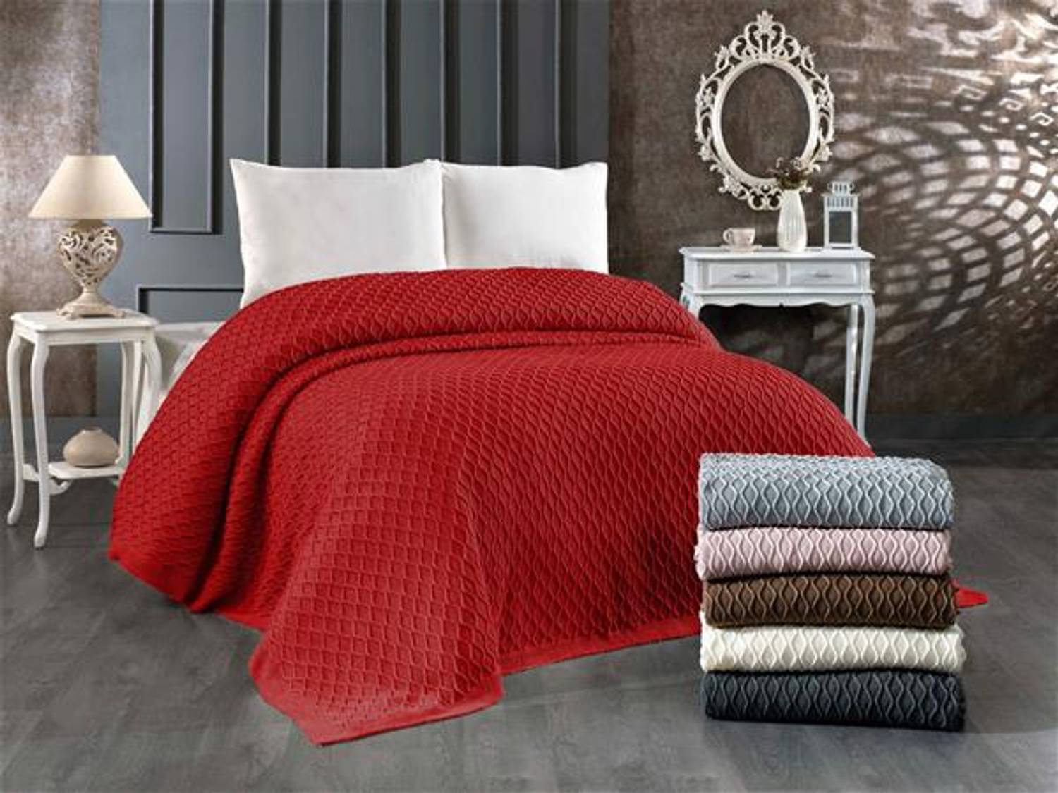 Marry Double Knitwear Blanket Poly Claret Red
