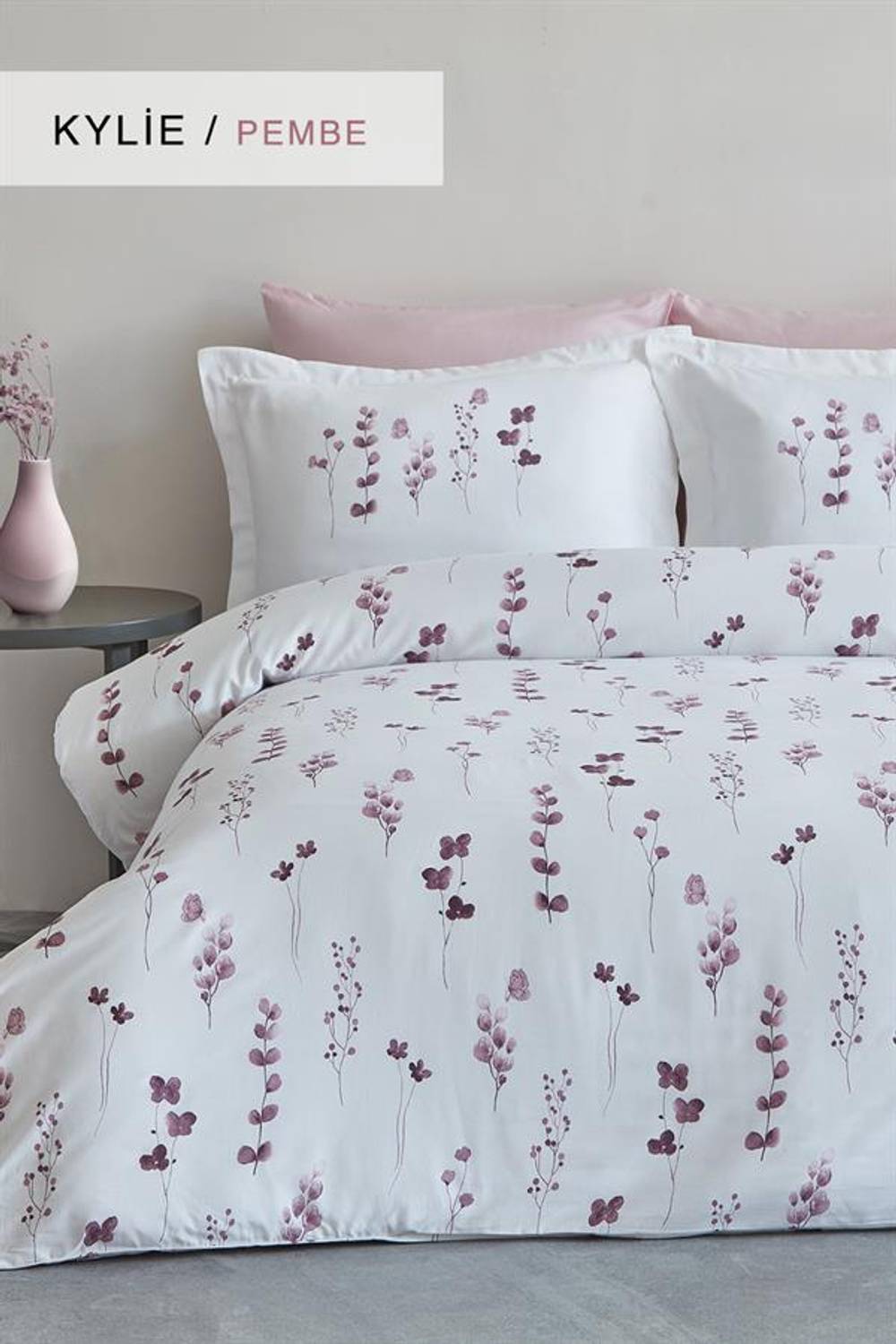 طقم غطاء لحاف مزدوج من الساتان القطني من Good Night Istanbul كايلي بينك