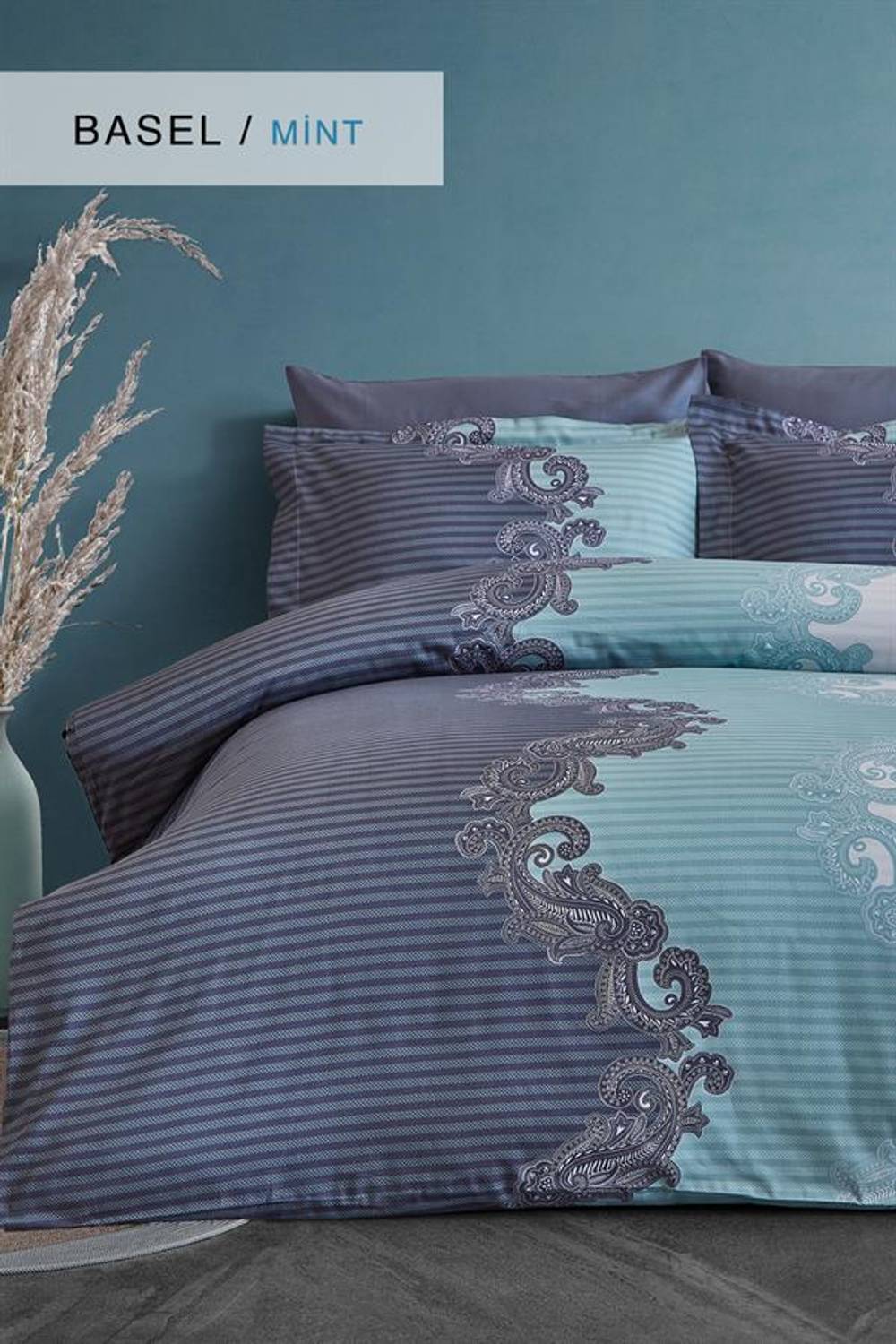 Комплект постельного белья İyi Geceler İstanbul из хлопкового сатина, двухместный, цвет Баселл зеленый