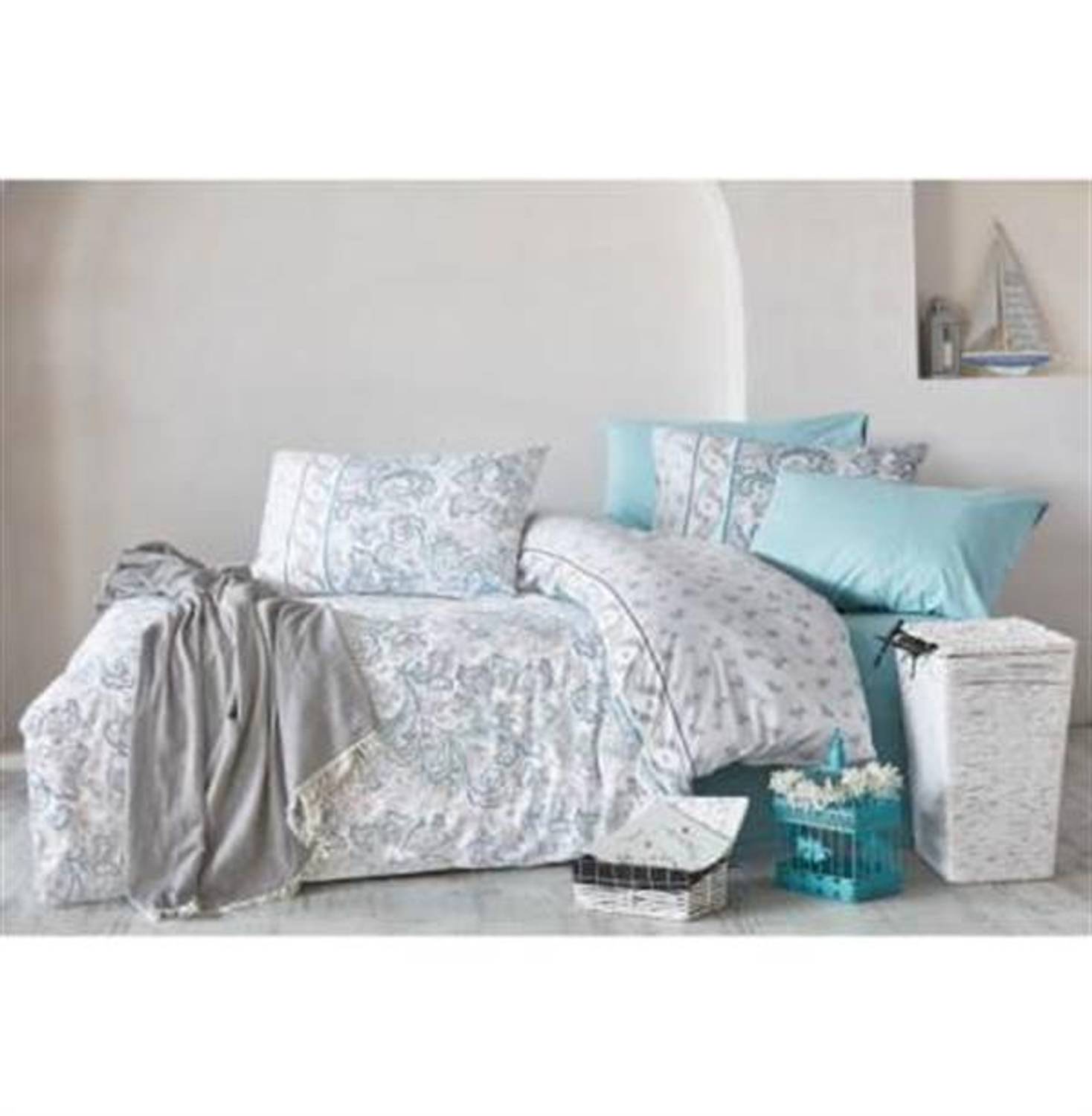 Good Night Istanbul Percale Double Duvet Cover Set Mirada Blue