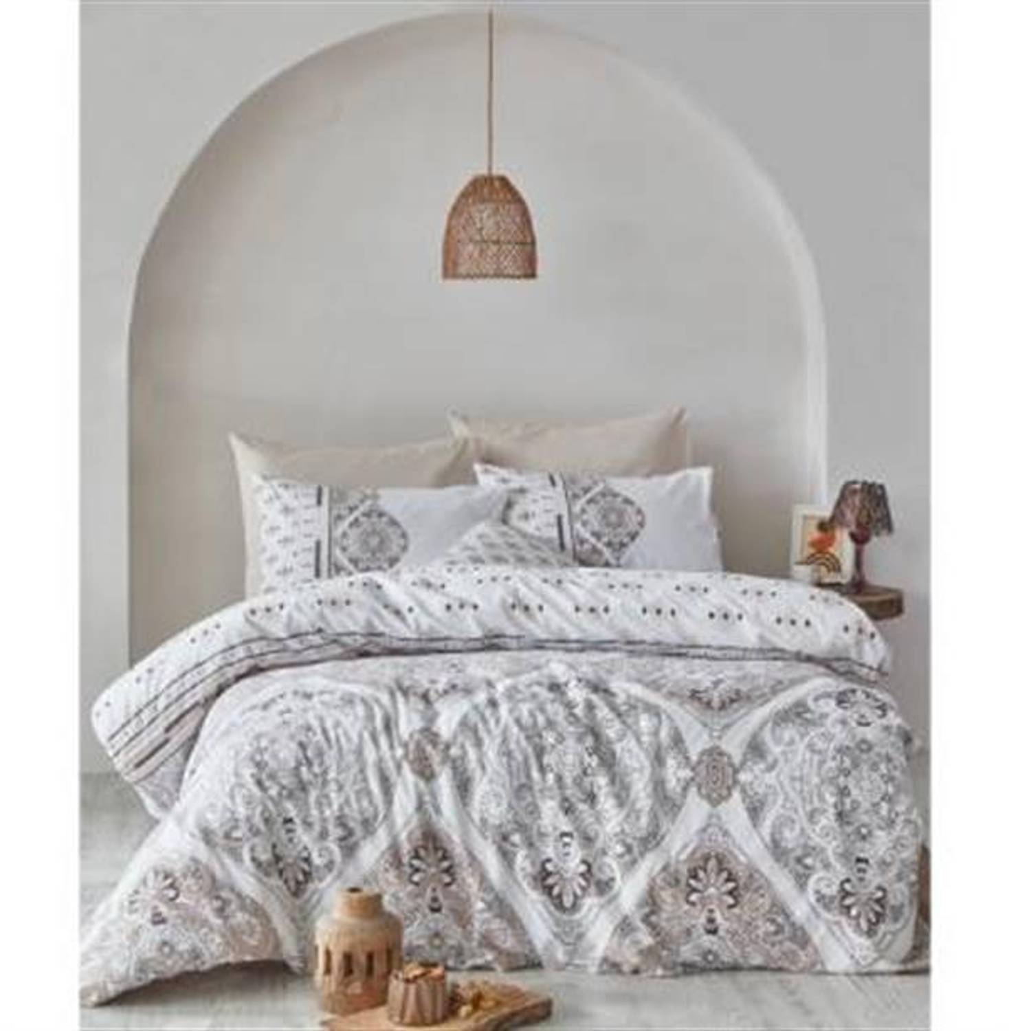 Good Night Istanbul Percale Double Duvet Cover Set Ruma Coffee