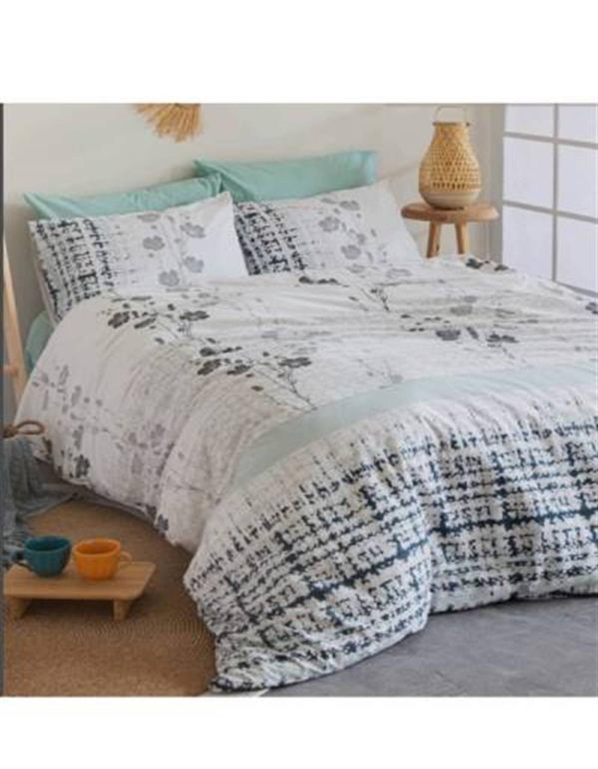 Комплект постельного белья Alia Мави для одного человека, 160x220 см, 100% перкаль, 4 предмета, долговечный, устойчив к усадке и выцветанию