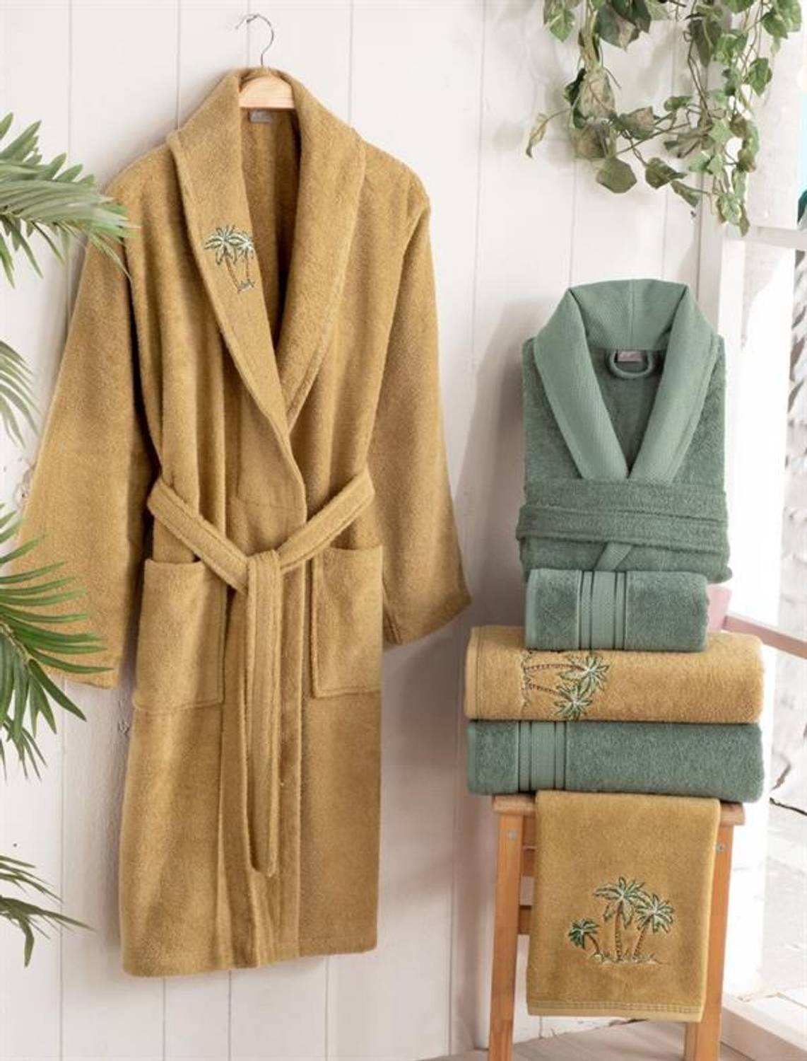 Sarev Aile Bornoz Seti Bazaar Tiya Hardal-Yeşil