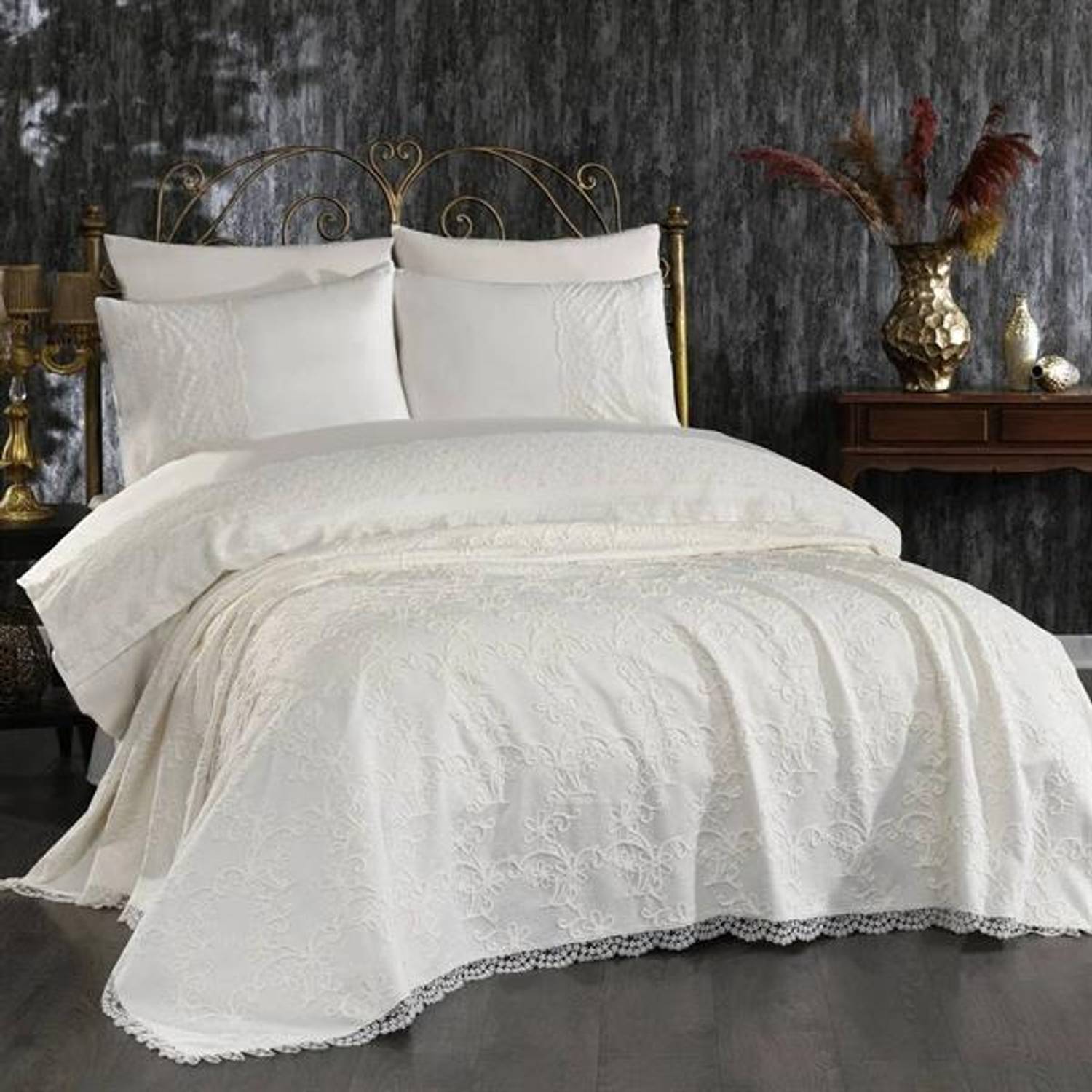 Nazik Home Double Duvet Cover Pique Set Juliette Cream