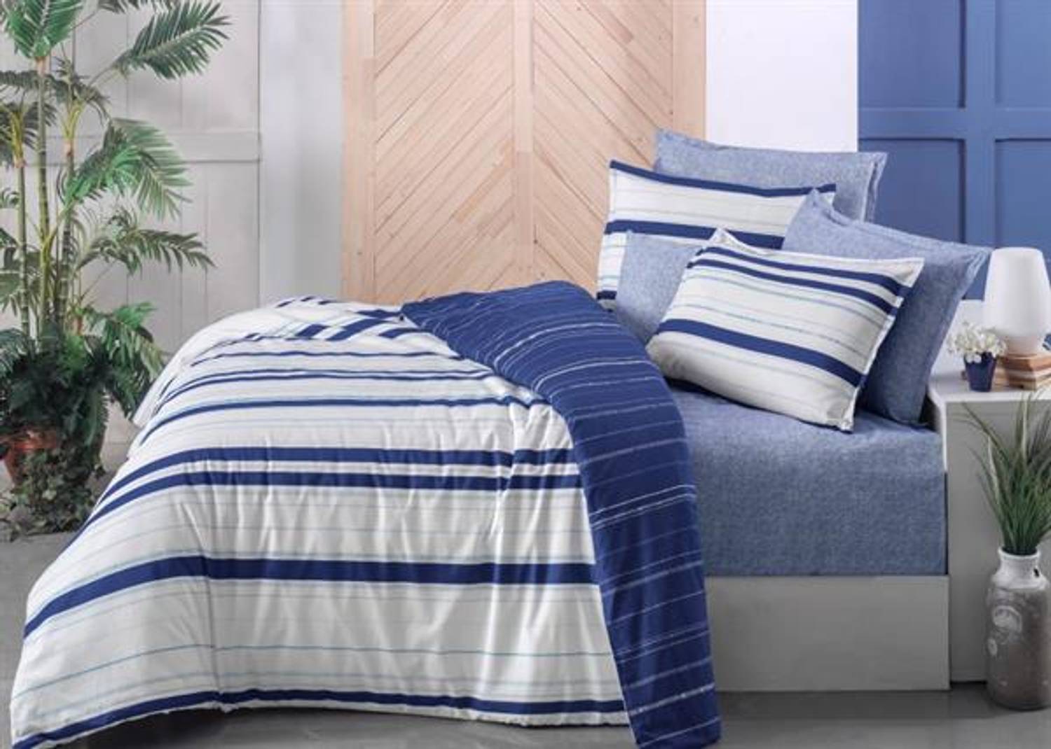 Комплект постельного белья Sarev Ranforce для двуспальной кровати Bazaar Dozy, цвет голубой