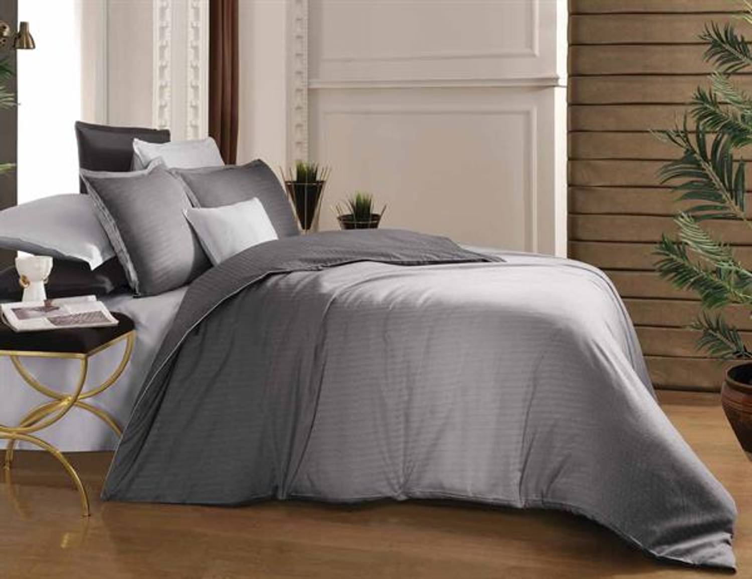 Sarev Exclusive Çift Kişilik Tencel Nevresim Takımı Solido Gri