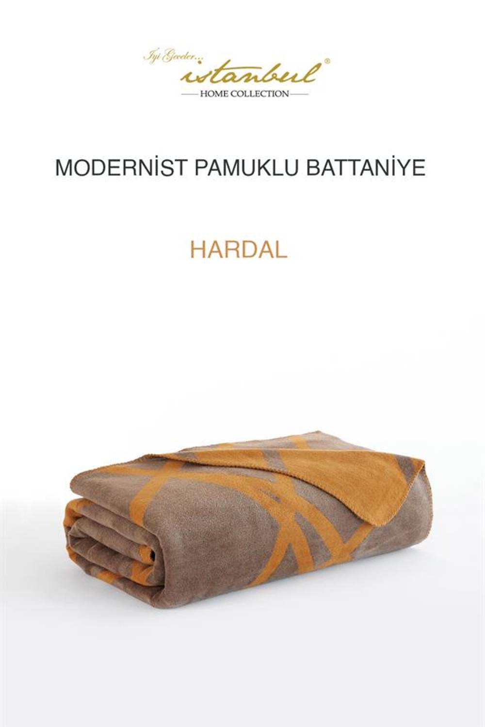 Good Night Istanbul Single Cotton Blanket Modernist Mustard