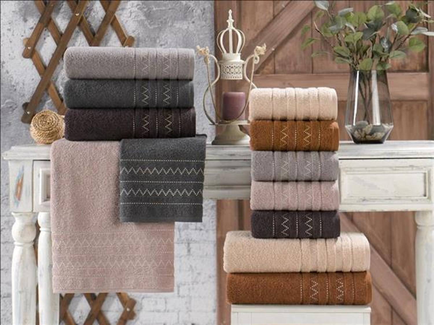 Бавовняні рушники для обличчя та рук Şıkel, набір з 6 шт, розміри 90*150 см, м'які та абсорбуючі, економічні та стильні