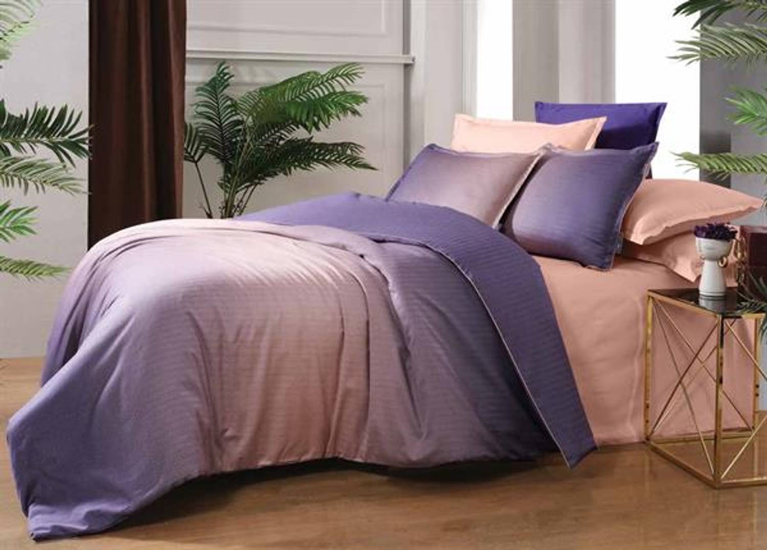 Sarev Exclusive Çift Kişilik Tencel Nevresim Takımı Solido Somon