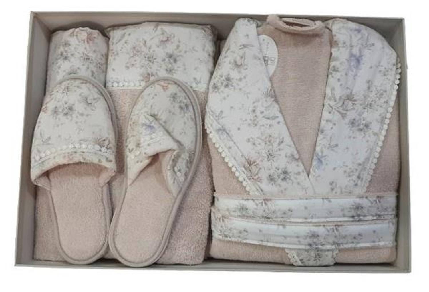 Пупилла набор банного халата для мужчин Бернини Пудра XL с полотенцем 90x150 и тапочками, выполнен из хлопка, превосходная мягкость и впитываемость