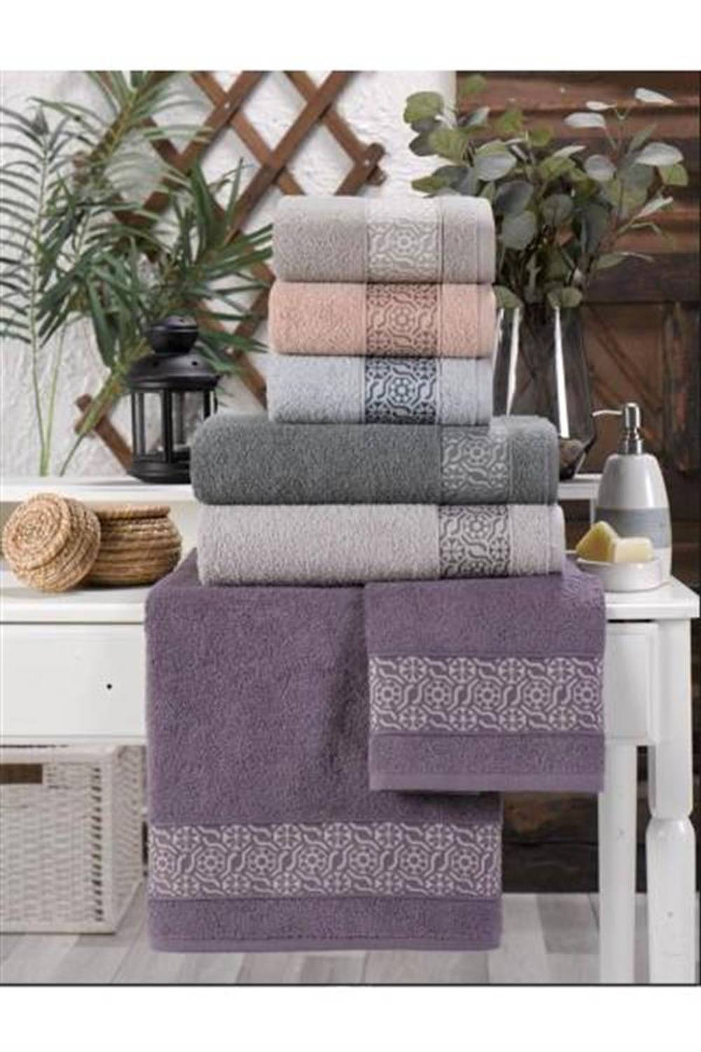 Комплект з 6 бамбукових рушників 50*90 см економічний, м'який та водопоглинальний