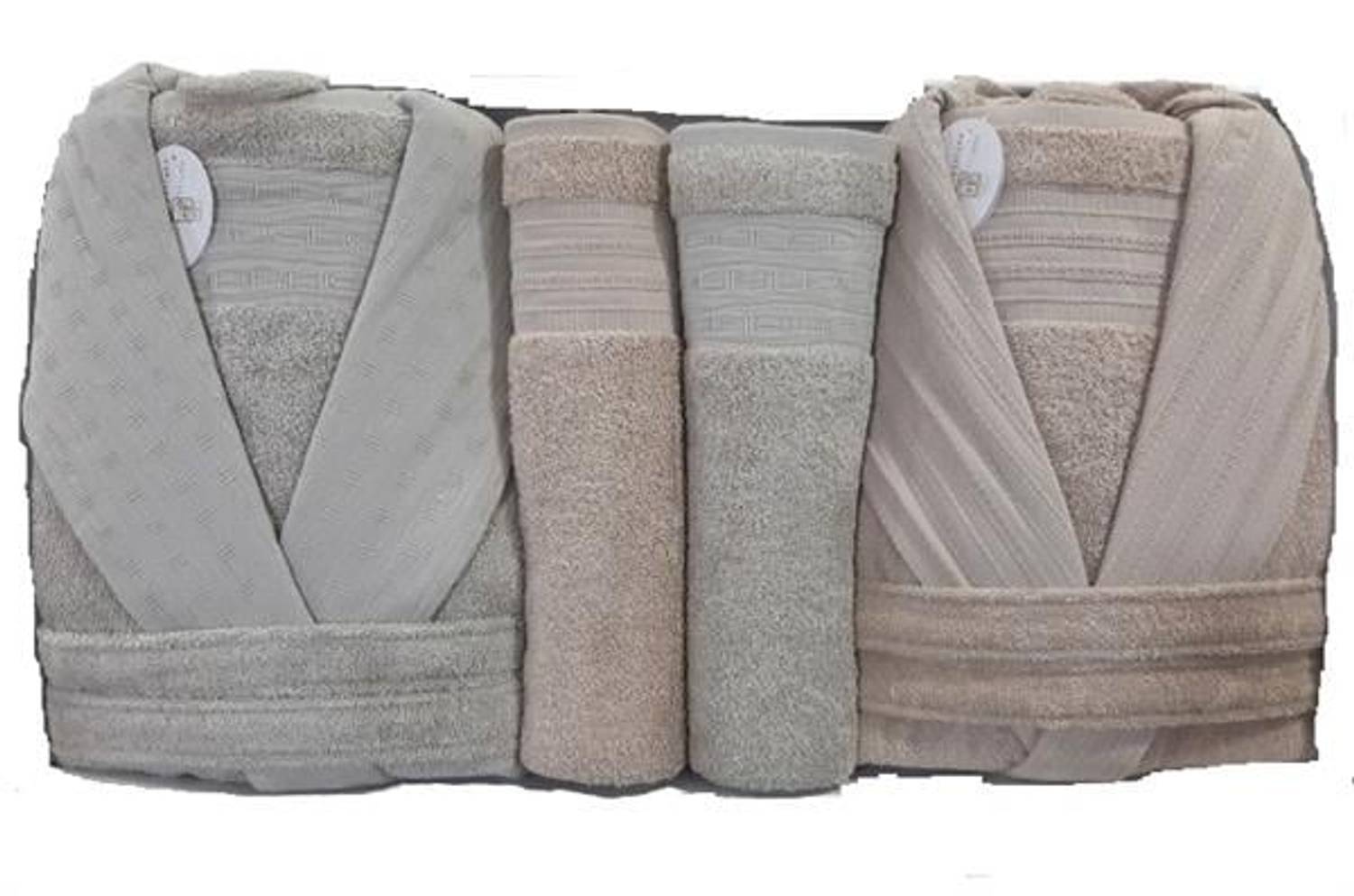 Pupilla 6 Piece Family Bathrobe Set Cotton Diora Dusty Rose - Cappuccino