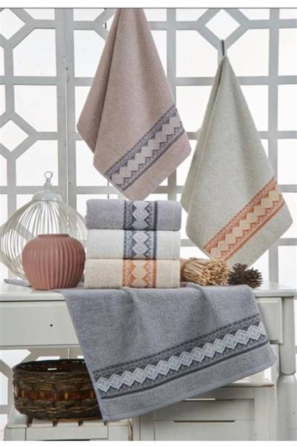 Şikel 6'Lı Paket Cotton Banyo Havlu Otantik 90*150Cm