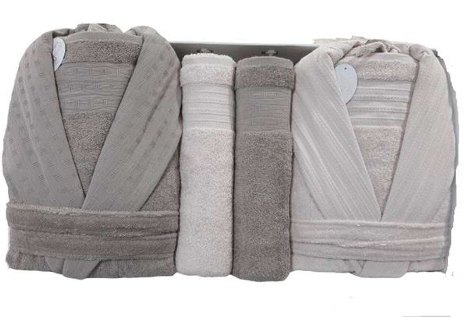 Комплект з 6 рушників Pupilla з бавовни Diora пудровий-коричневий для сім'ї, включає 2 борнови та 4 рушники з високою всмоктувальністю