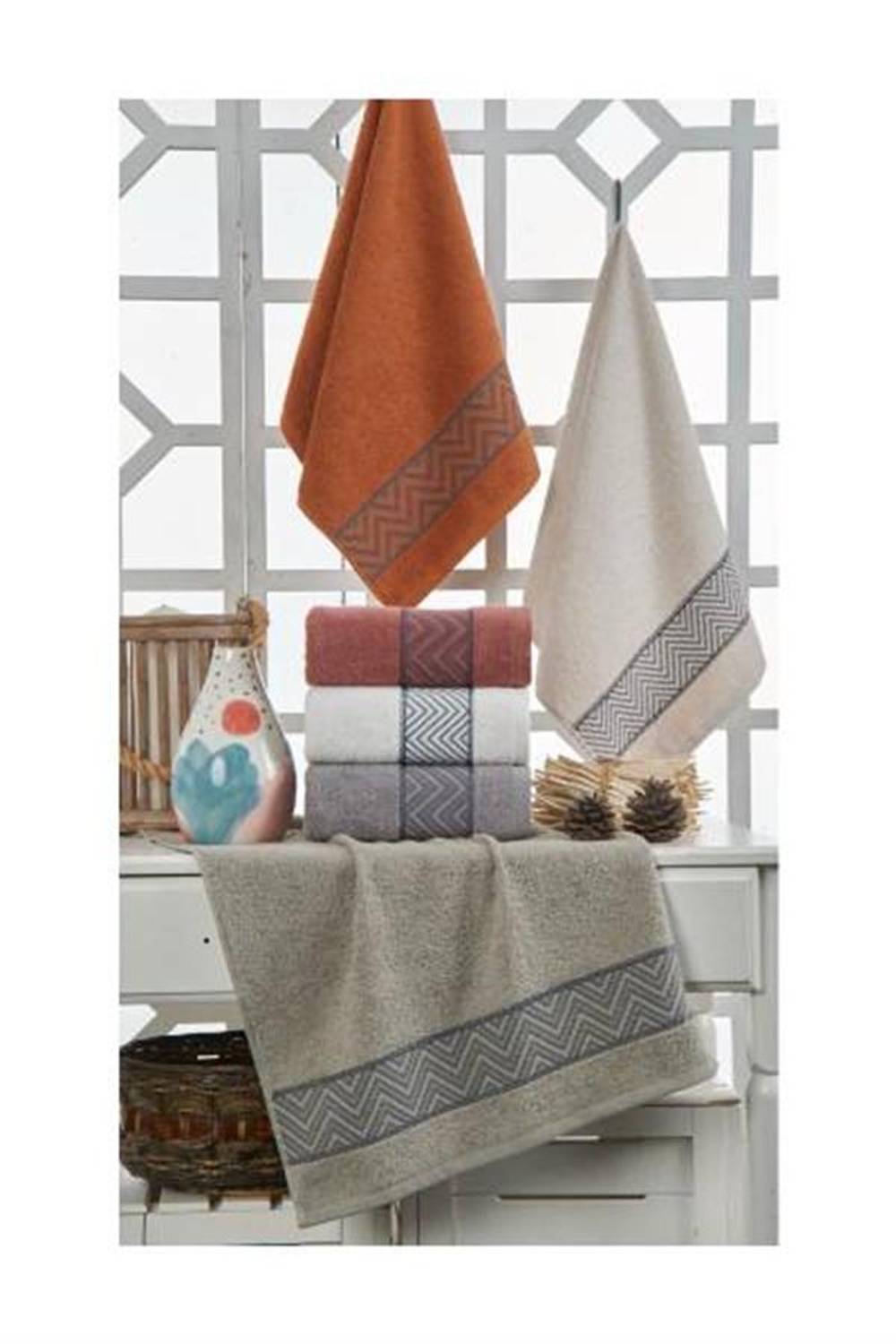 Шикел 6 штук хлопчатобумажных полотенец 50*90 см из бамбука, мягкие и впитывающие, экономичная упаковка