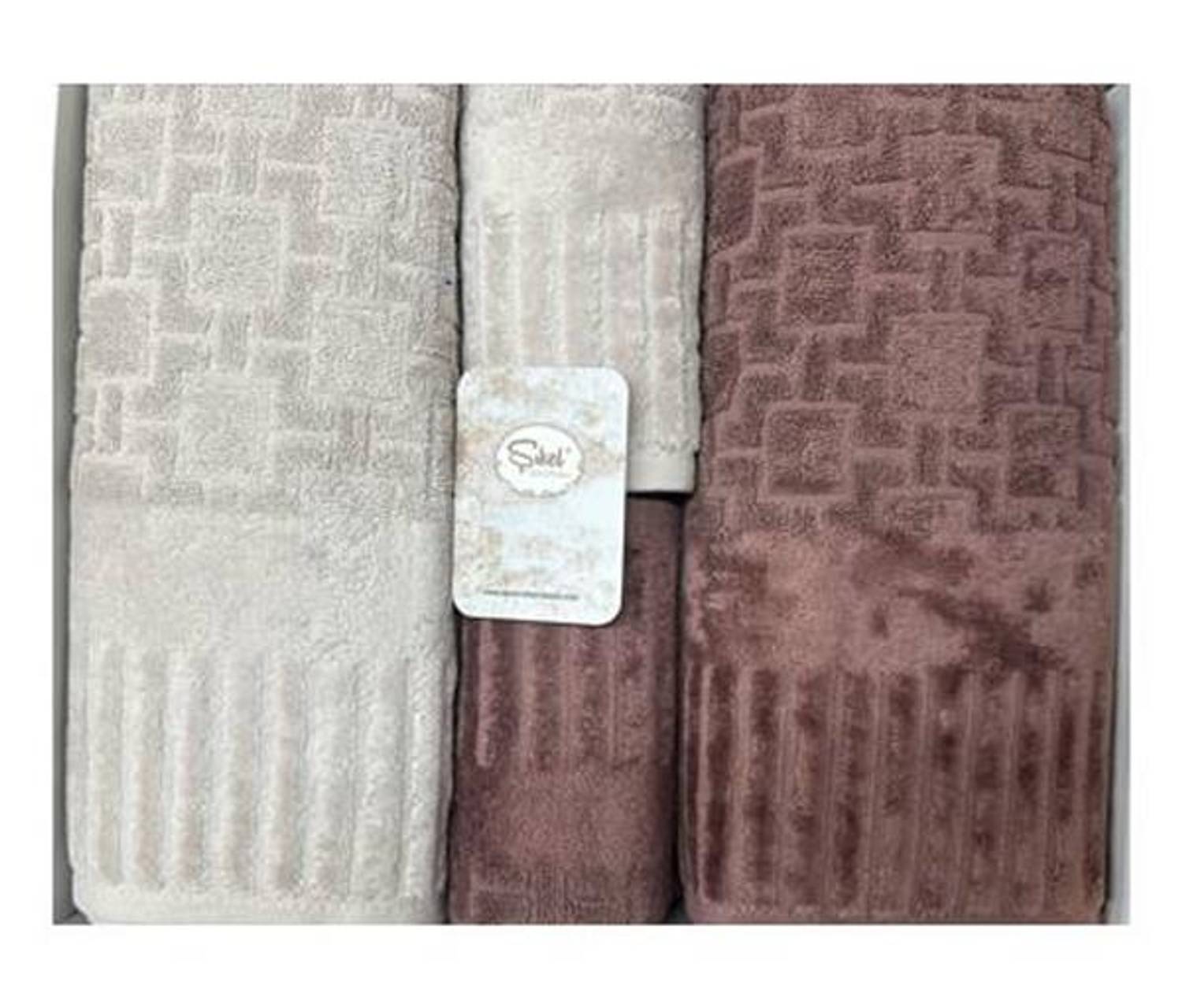 Набор полотенец для ванной Şıkel Piano Экрю-Розовый, 4 предмета, ✔️ 2 большие и 2 маленькие полотенца ✔️ мягкие и впитывающие, в упаковке