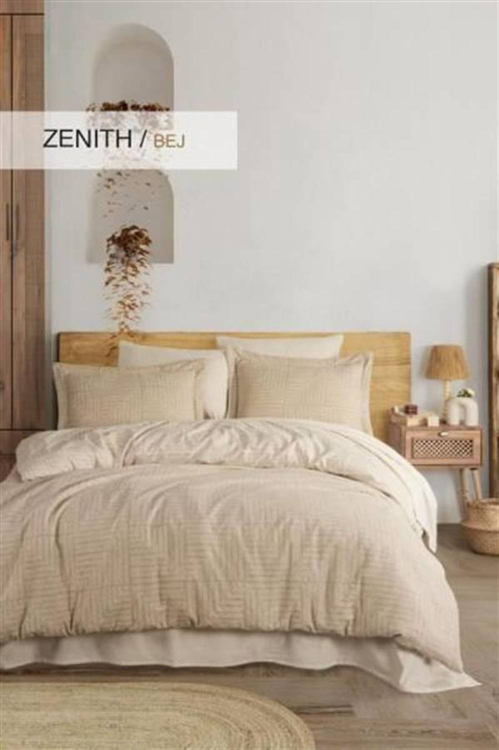 Набір покривал İyi Geceler İstanbul для односпального ліжка Zenith бежевий, включає простирадло, наволочку, розмір 160*220 см