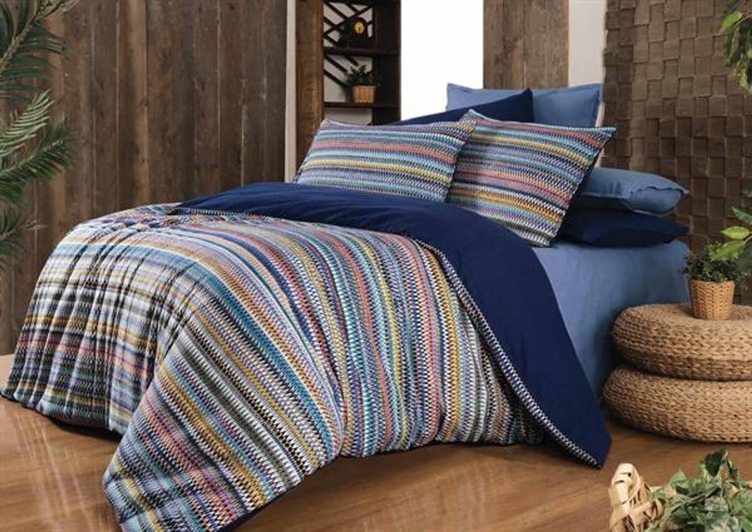 Sarev Flannel Double Duvet Cover Set Dimitro Blue