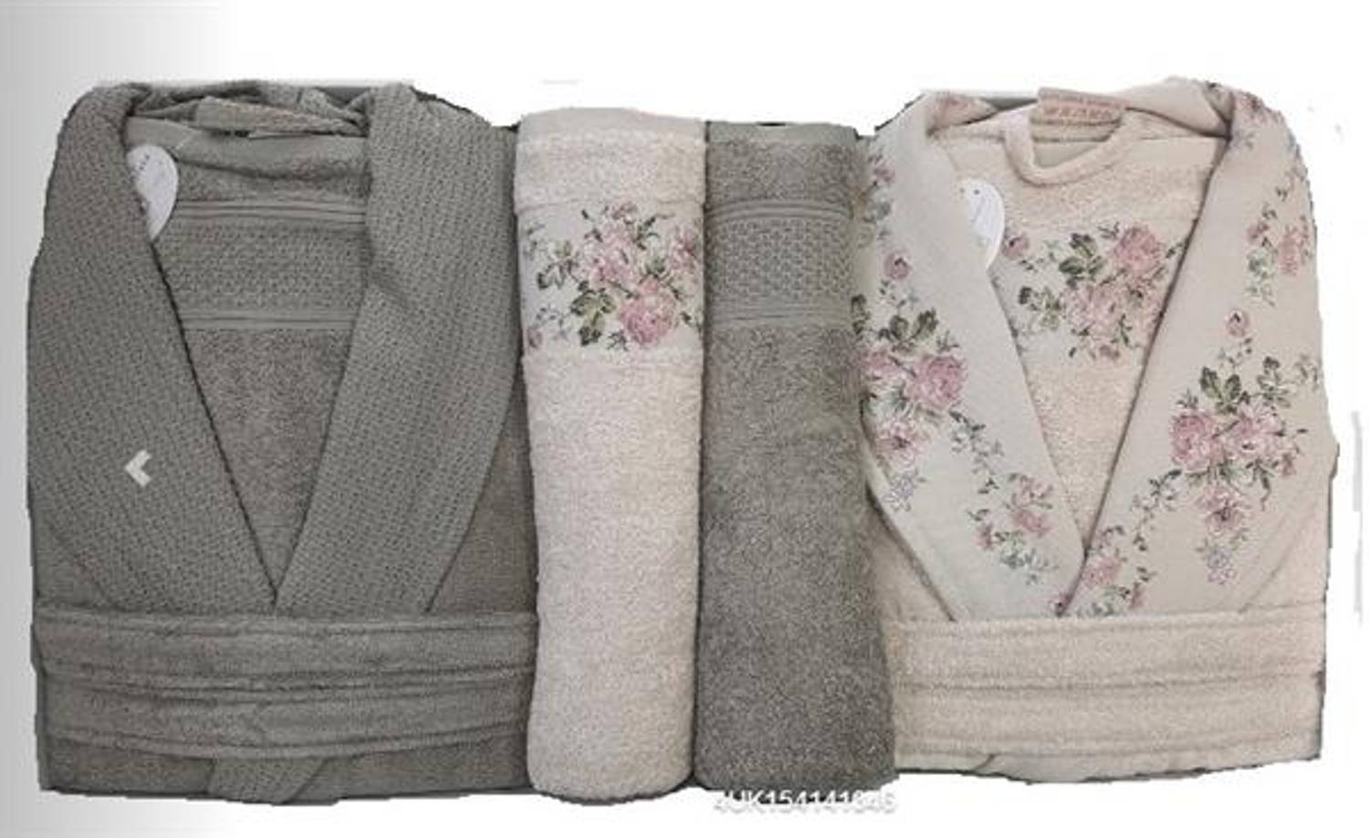 Набор из 6 предметов халатов Pupilla из бамбука Siena светло-бежевый-капучино, высокоабсорбирующие и мягкие для женщин и мужчин