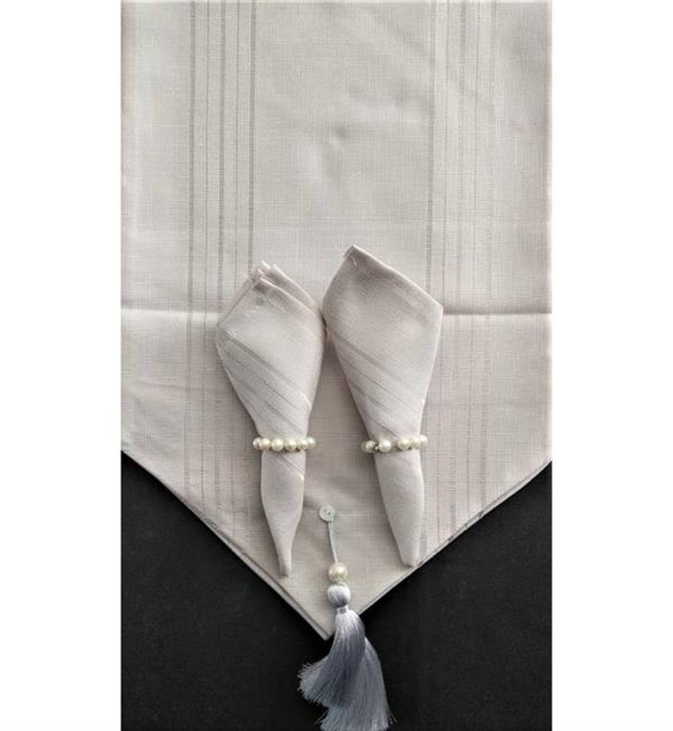 Atak Çeyiz Runner Masa Seti Carmen Gri