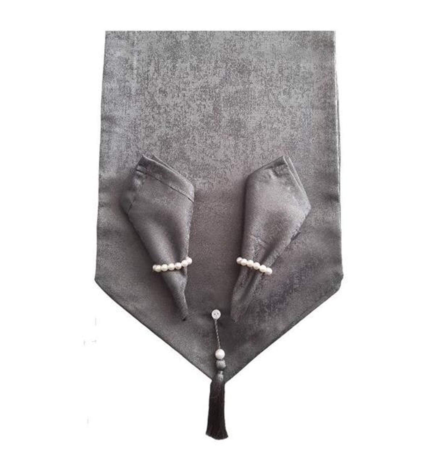 Atak Çeyiz Runner Masa Seti Simela Antrasit