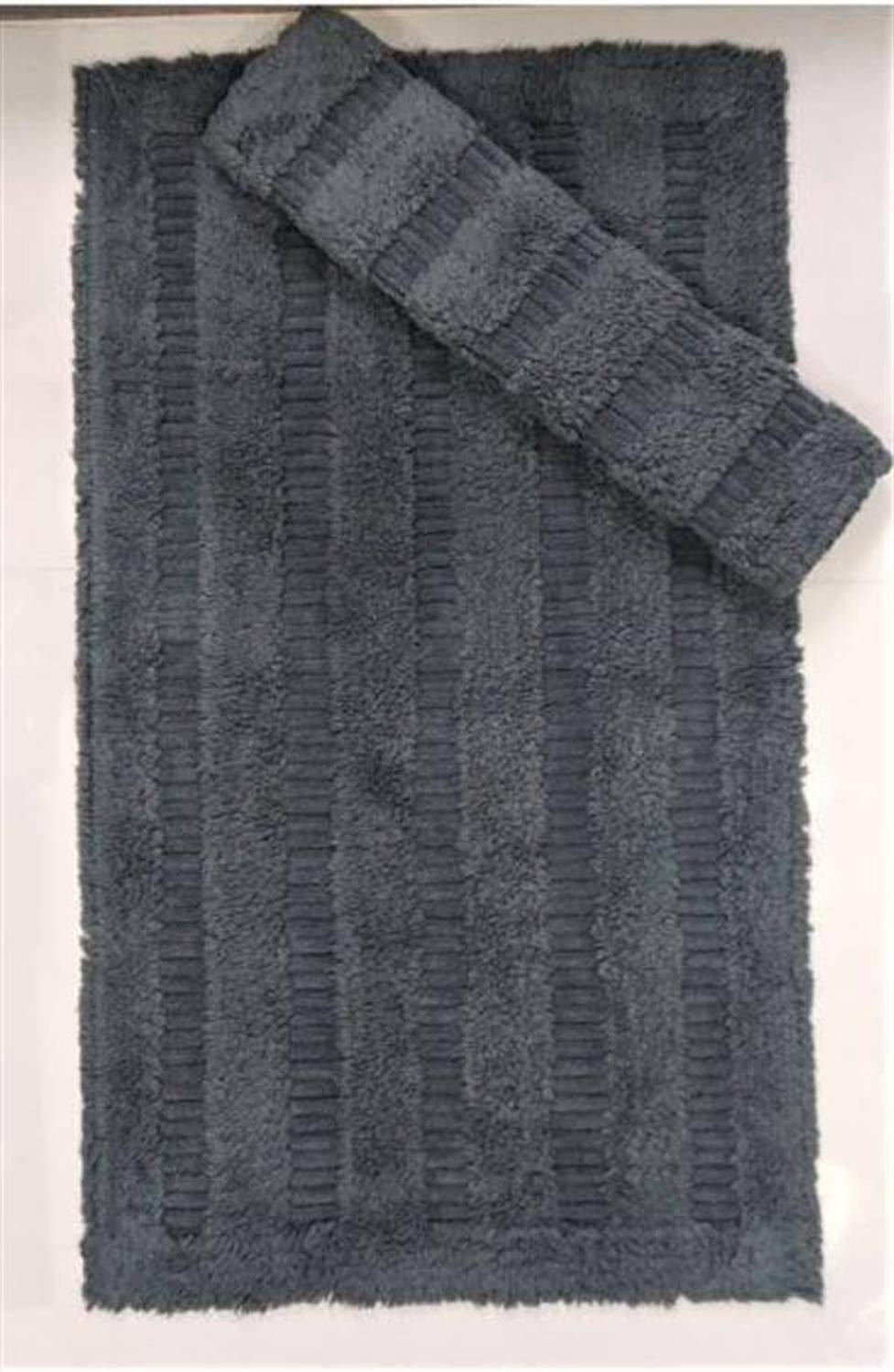 Котоновий набір для туалету Maco Tafting Soft антрацит, включає 60*100 см та 40*60 см килимки