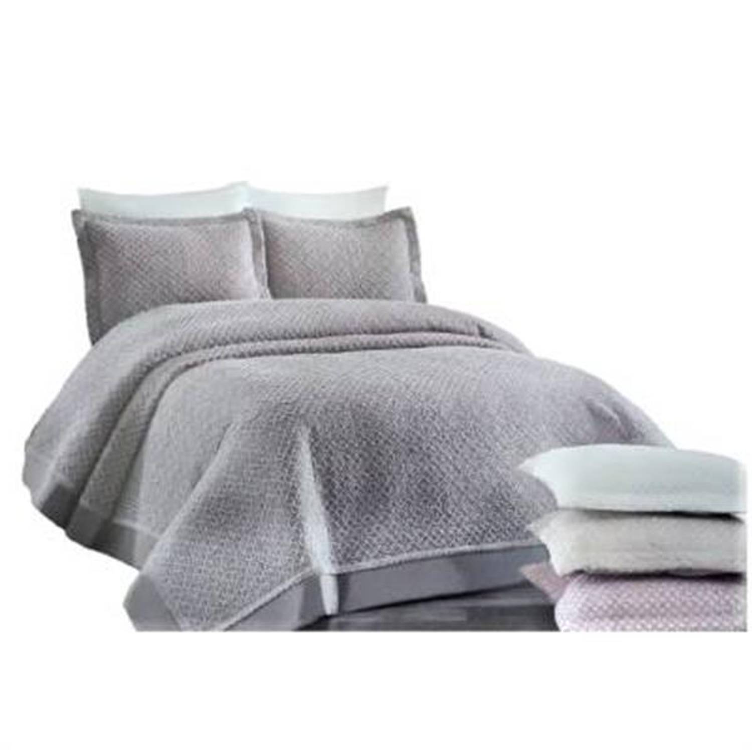 Zen Butik Nakışlı Çift Kişilik Yatak Örtüsü Gri