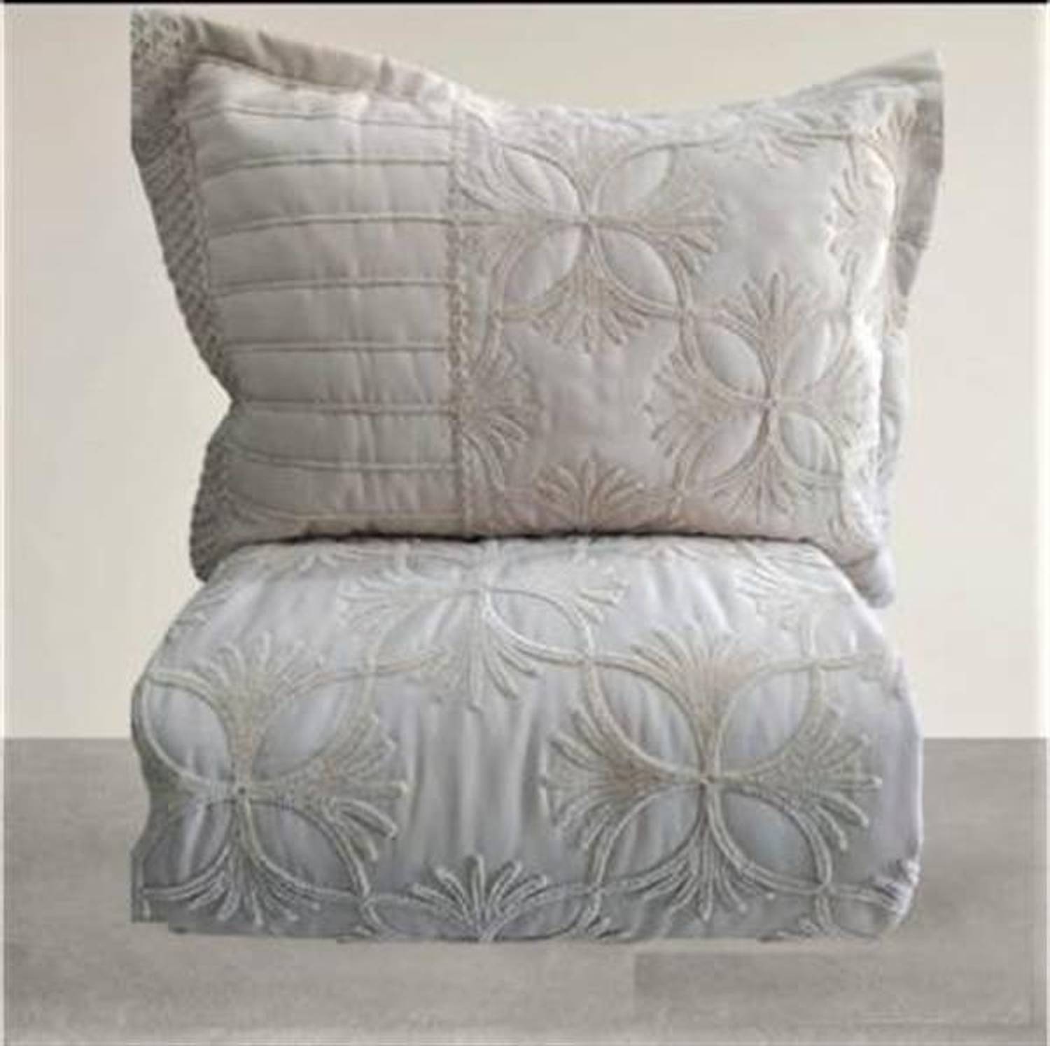 Zen Ivy Embroidered Double Bedspread Cappuccino