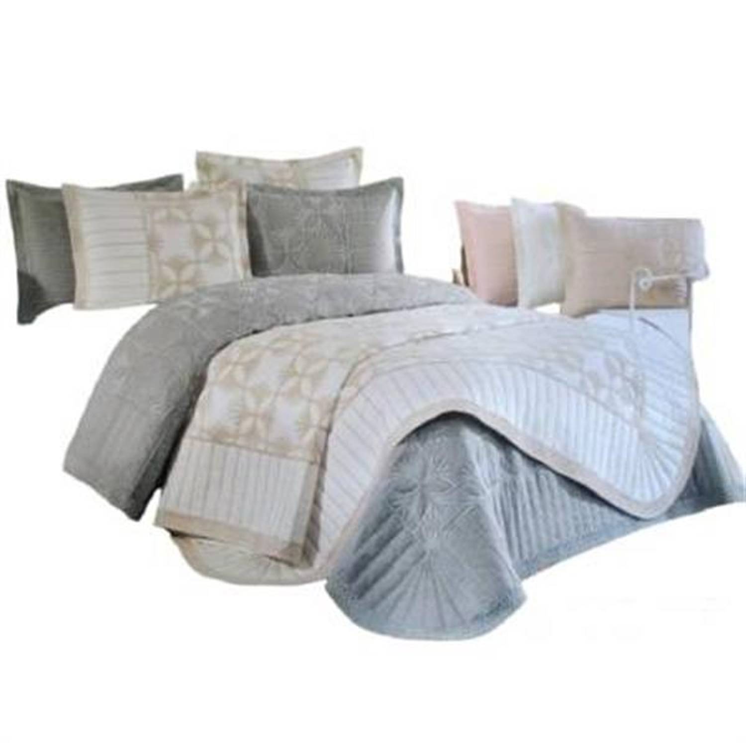 Zen Ivy Embroidered Double Bedspread Cream Cappuccino