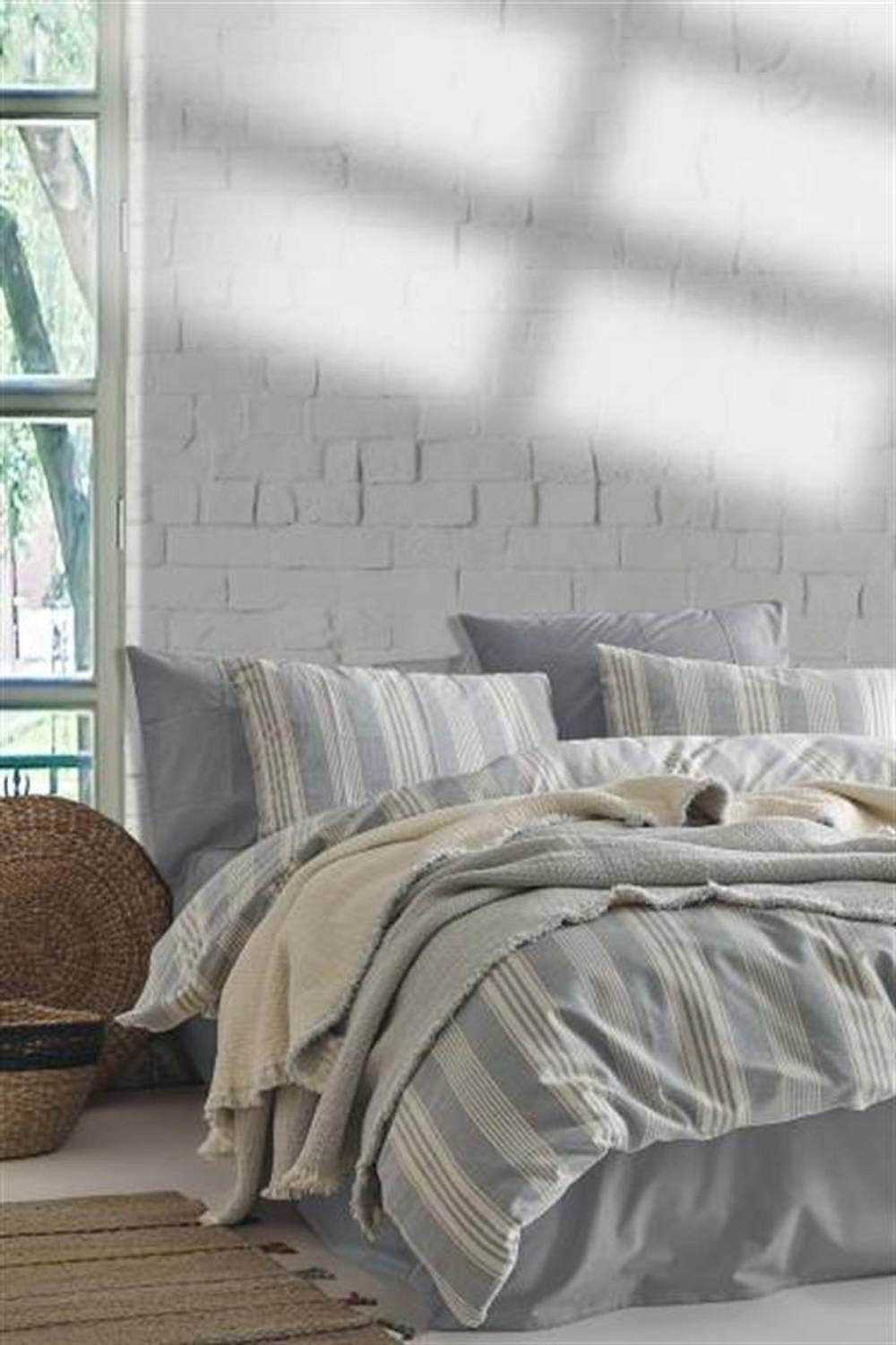 Good Night Istanbul Double Duvet Cover Natural Bedspread Set Wendy Blue