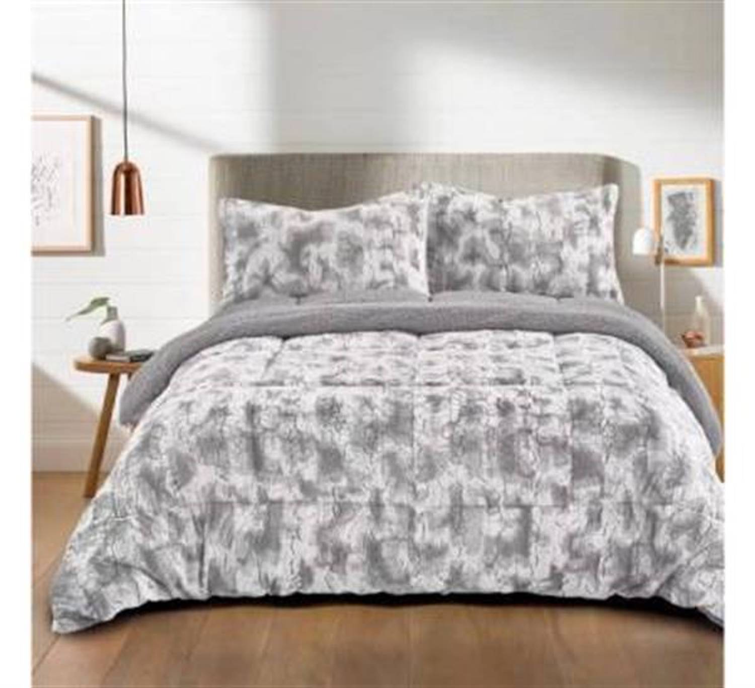 Evlen Home Çift Kişilik Kürk Yorgan Seti Silius Gri