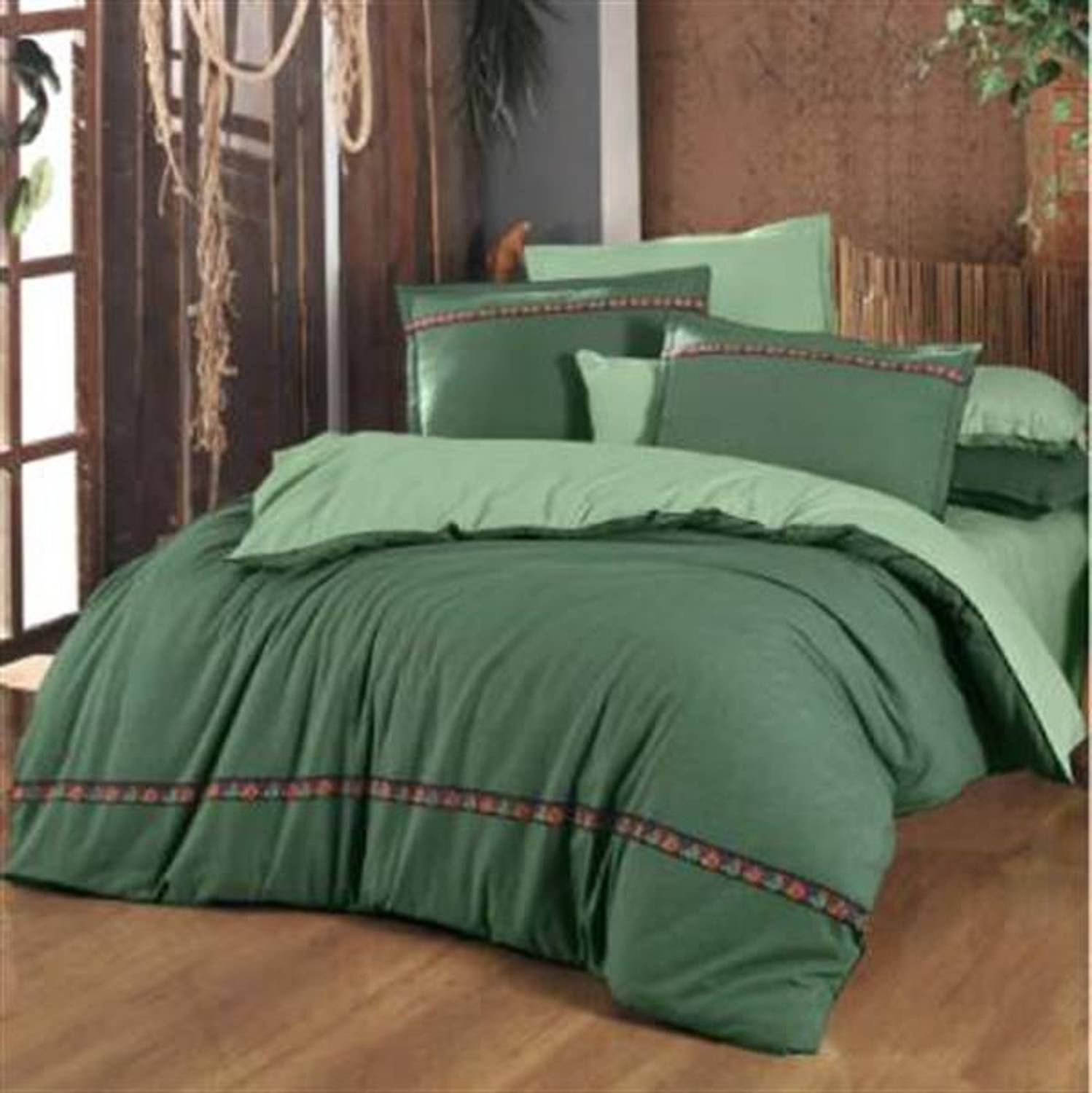 Sarev Flanel Çift Kişilik Nevresim Takımı Enrike Yeşil