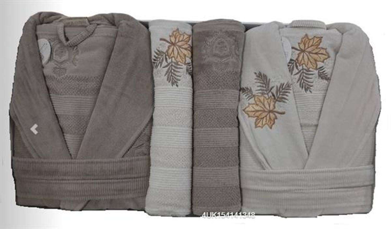 Pupilla 6 Parça Kadife Aile Bornoz Seti Rita Açık Bej-Kahve