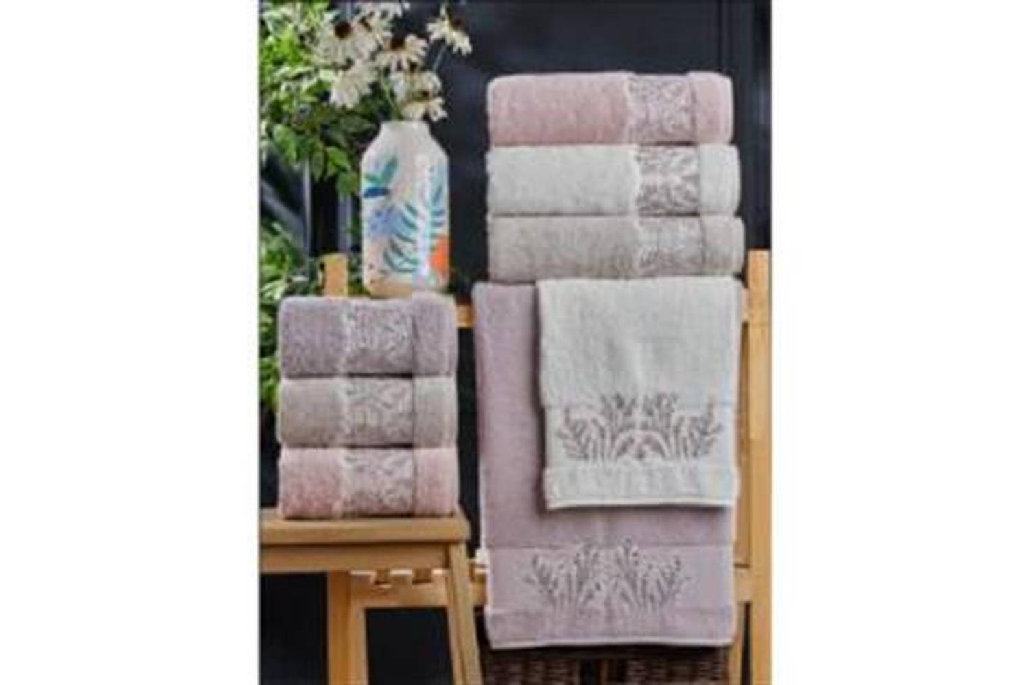 Набір з 6 штук м'яких рушників з вишивкою з бавовни 50*90 см