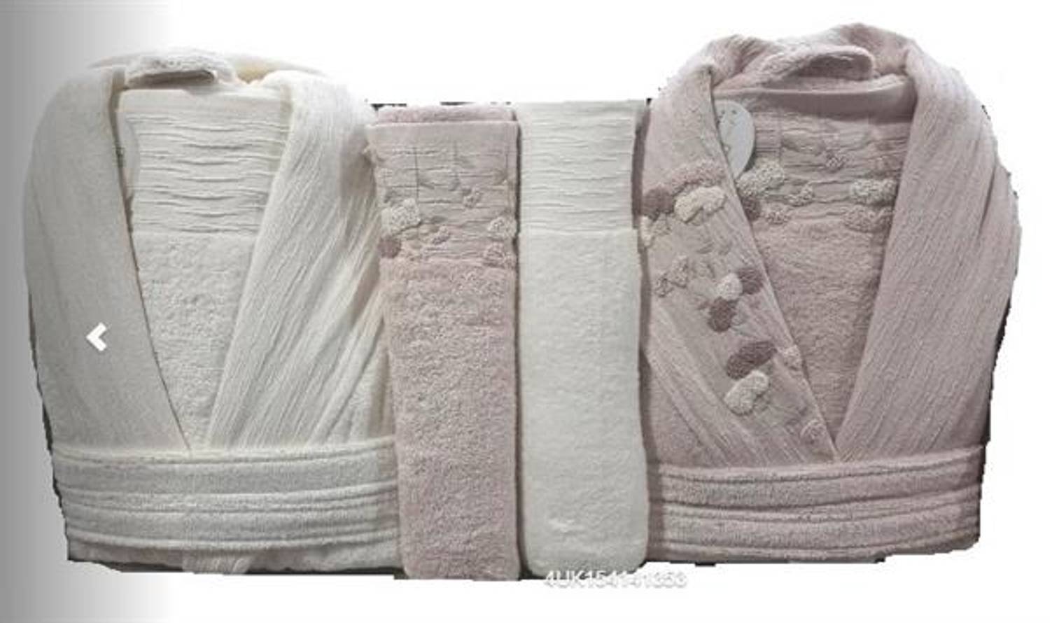 طقم رداء عائلة مكون من 6 قطع من بوبيللا، نسيج قطني، إكرم-وردي، يشمل أردية و مناشف استحمام فاخرة, امتصاص عالي وراحة ممتازة