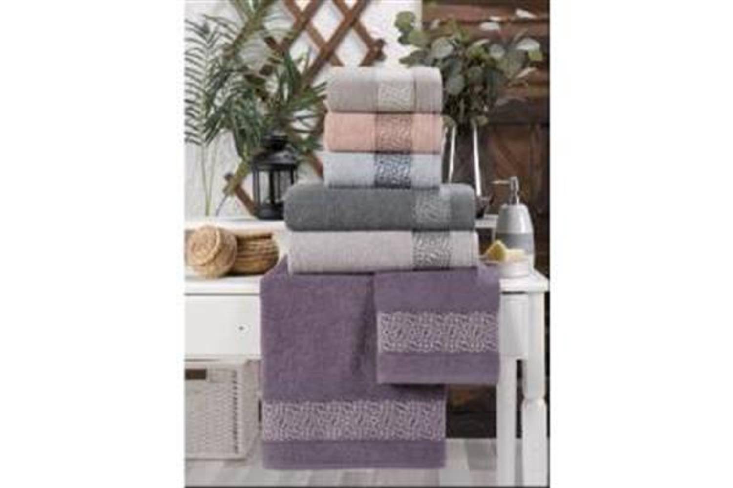 Şikel 6'Lı Paket Banyo Cotton Havlu Mozaik 90*150 Cm