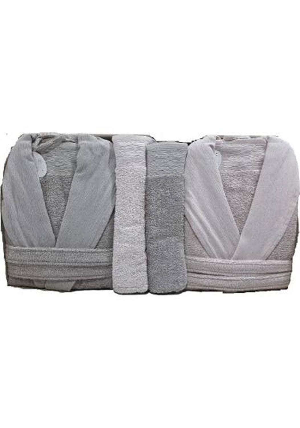 Pupilla 6 Parça Aile Bornoz Seti Bambu Elegant Pudra Gri