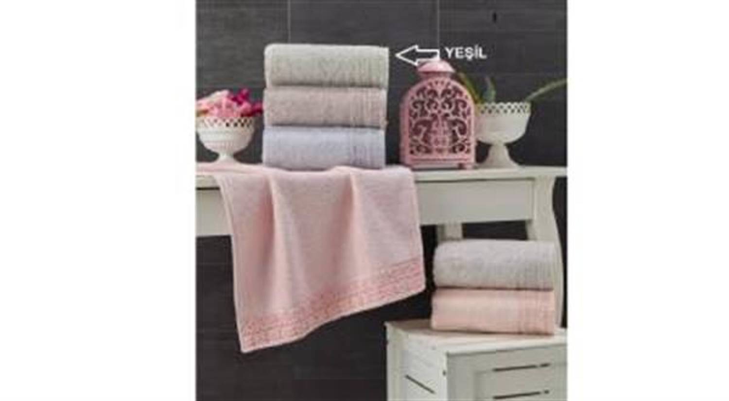 Розкішний набір рушників з гіпюру, 2 шт. кольору "Коза зелений" для обличчя та рук