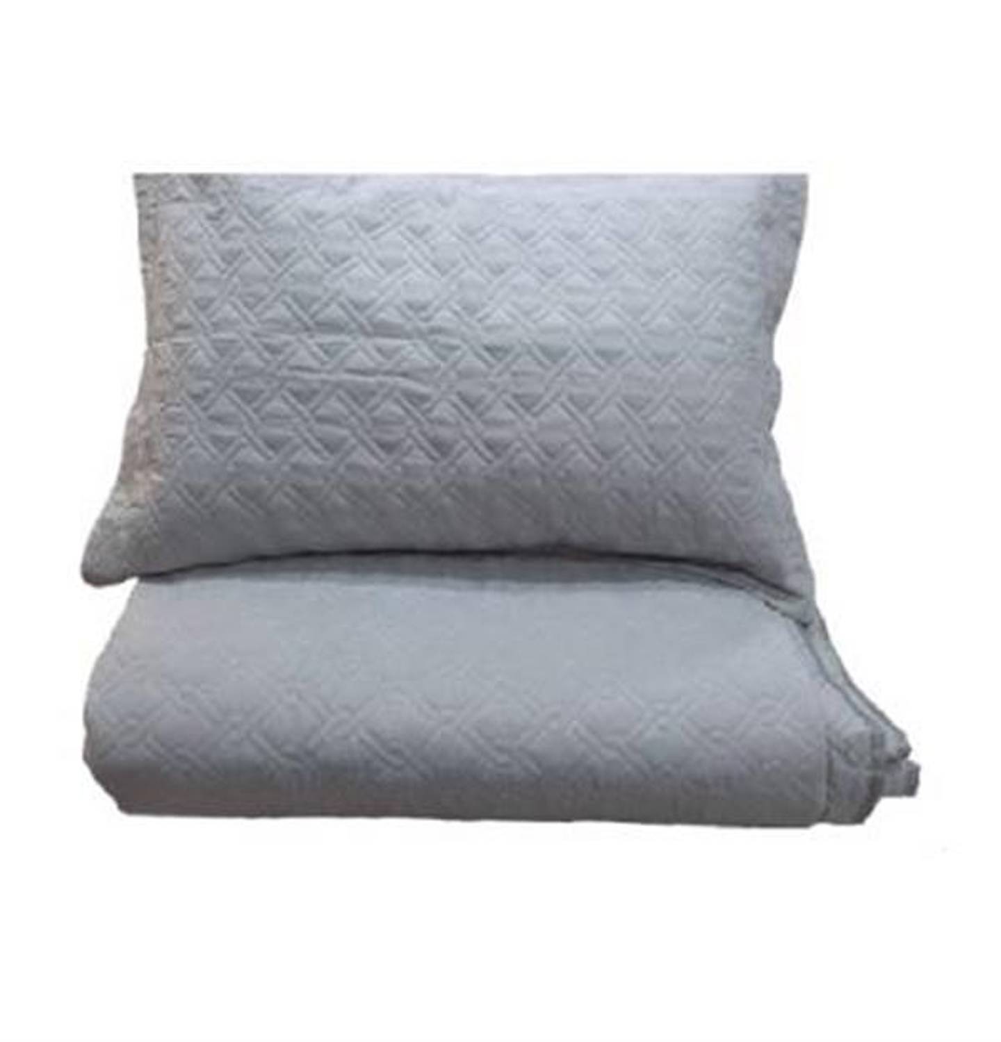 Zen Zincir Nakışlı Çift Kişilik Yatak Örtüsü Gri