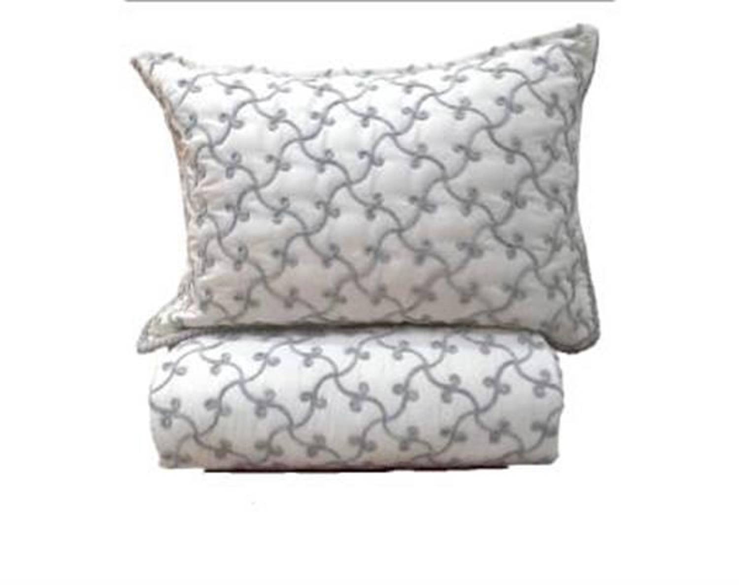 Mia Casa Home Eslem Nakışlı Çift Kişilik Yatak Örtüsü Krem-Gri