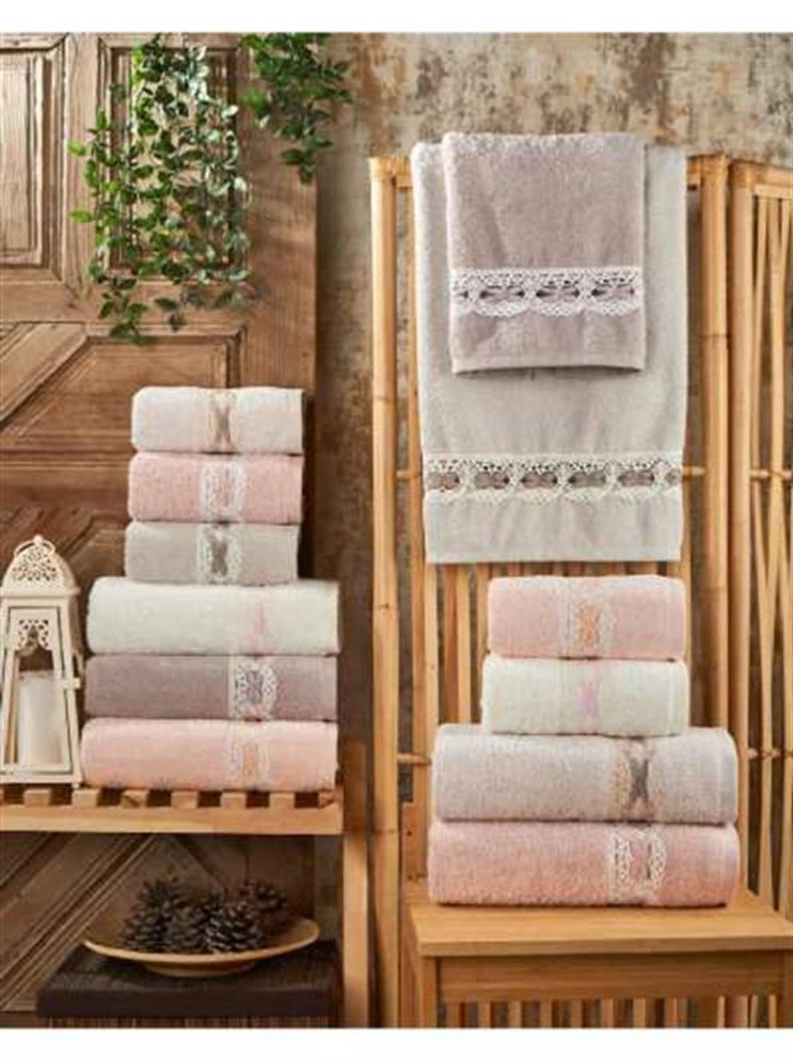 Набір міні-рушників Elit Naturella 6 шт 30*50 см з бавовни, вишивка, економічні, м'які та поглинаючі, в упаковці ПВХ