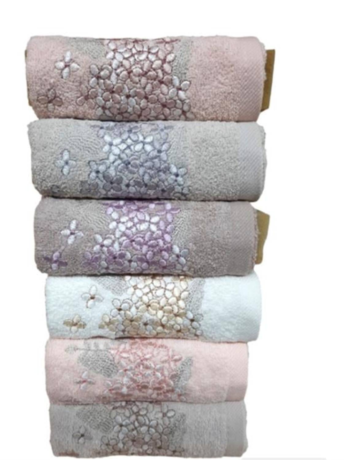 Мини-набор полотенец Şıkel 6 штук 30*50 см, вышитые, 100% хлопок, экономичные, мягкие и впитывающие, в ПВХ упаковке